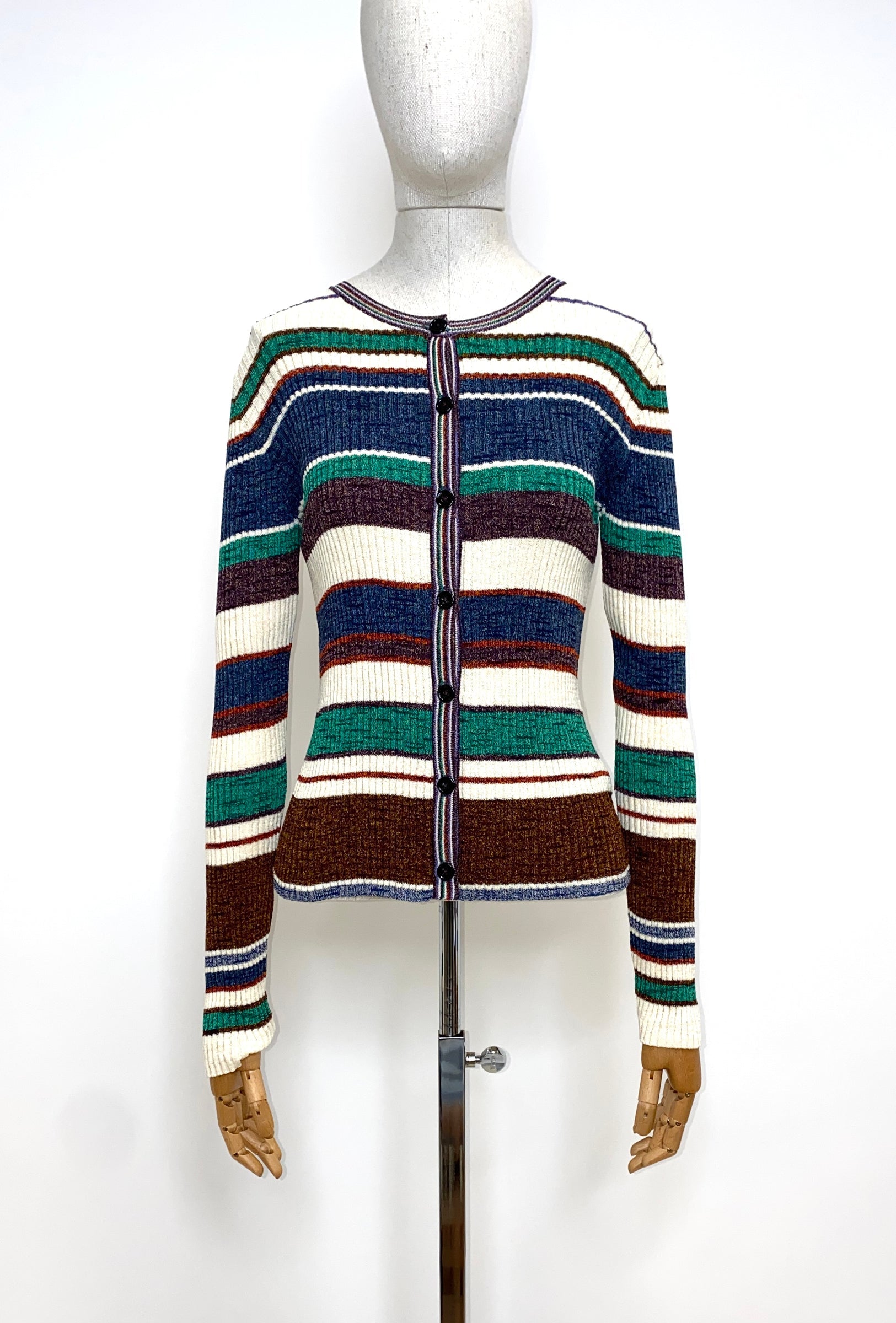 Odeeh-Cotton Linen Crepe Cardigan, Heather Blue-Strick & Pullover-Black-Deal-Outlet-by-ARCHIVIST