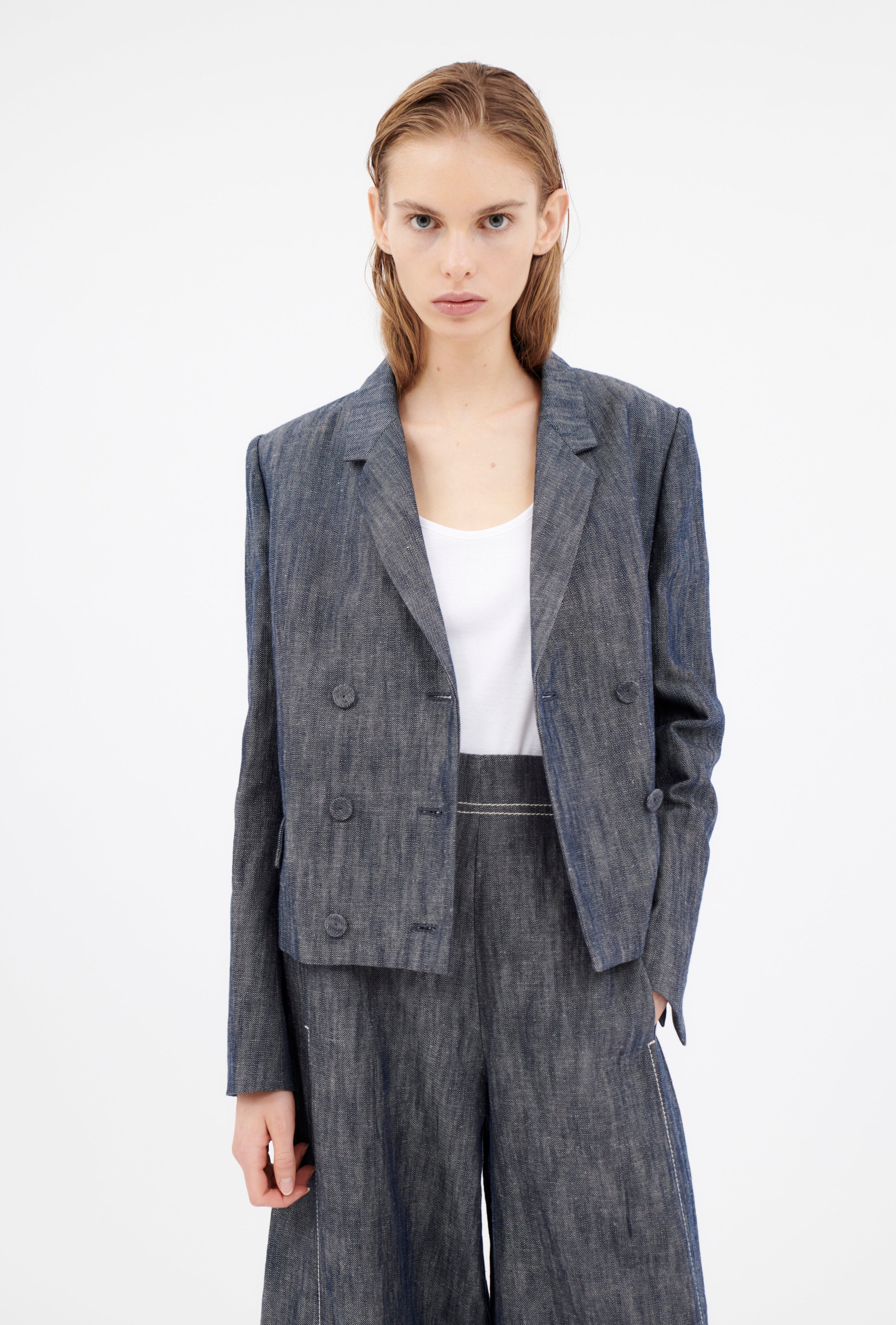 Odeeh-Cotton Linen Denim Jacke, Indigo-Jacken & Mäntel-Black-Deal-Outlet-by-ARCHIVIST