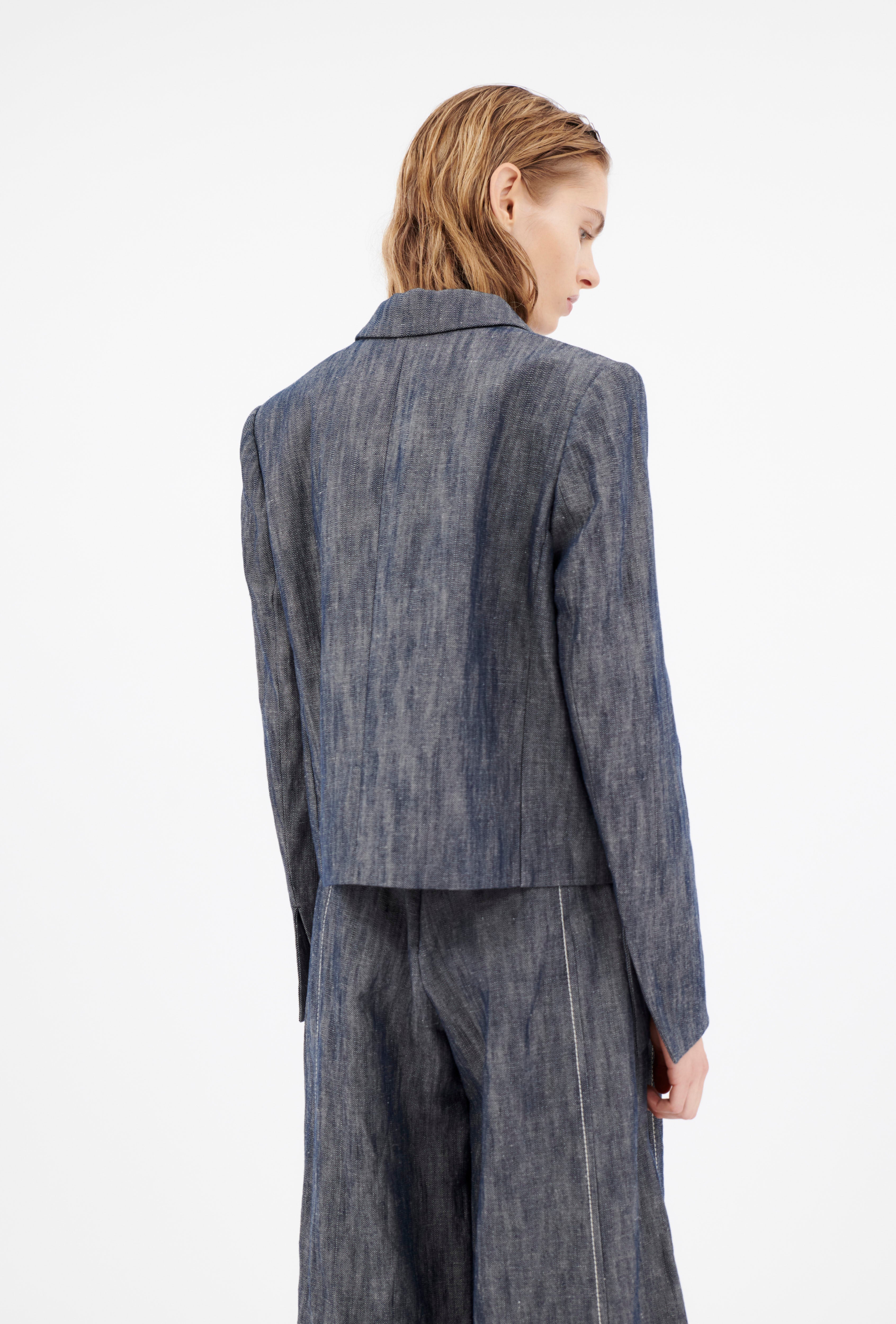 Odeeh-Cotton Linen Denim Jacke, Indigo-Jacken & Mäntel-Black-Deal-Outlet-by-ARCHIVIST