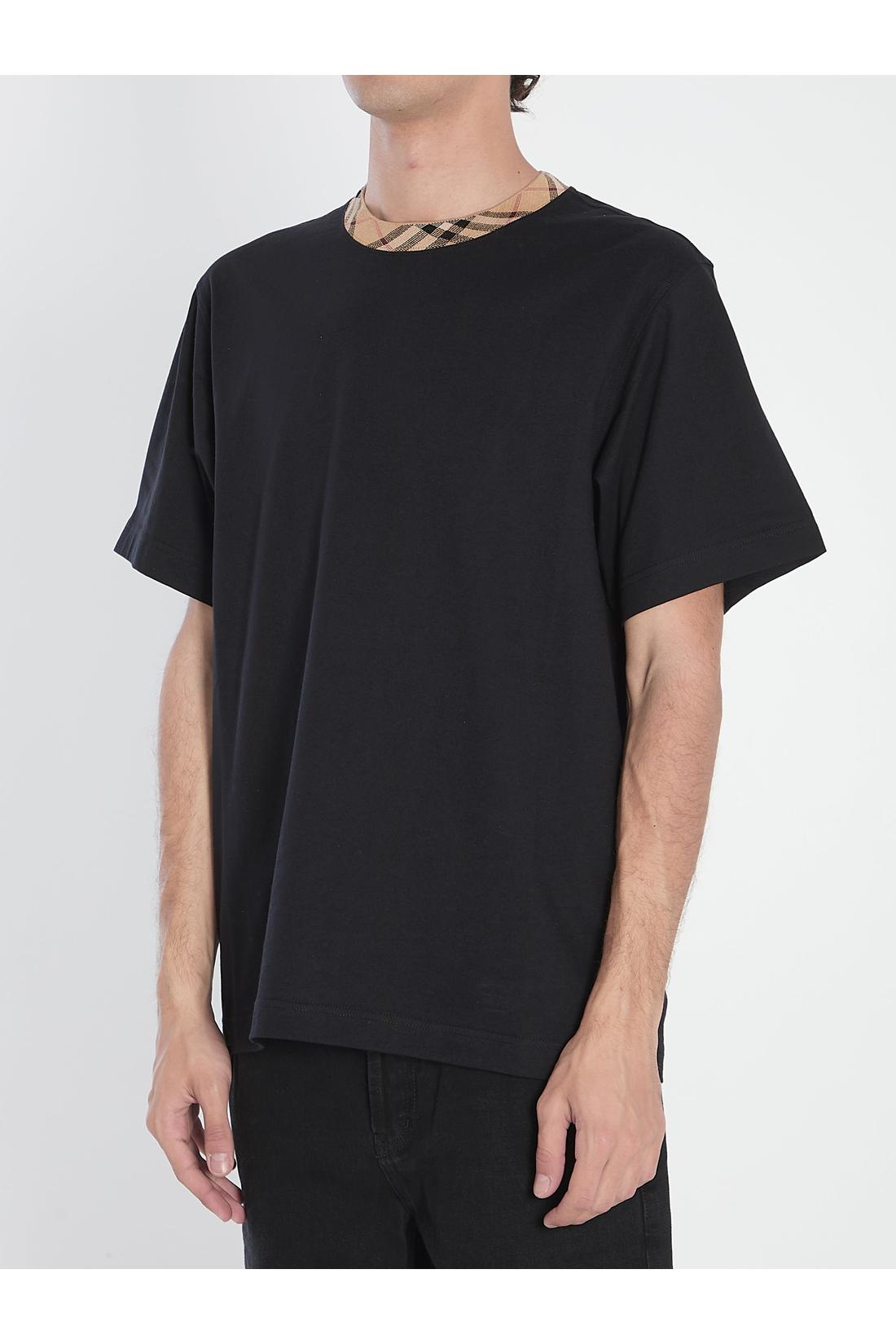 Burberry-OUTLET-SALE-Cotton T-Shirt with Check Collar-ARCHIVIST