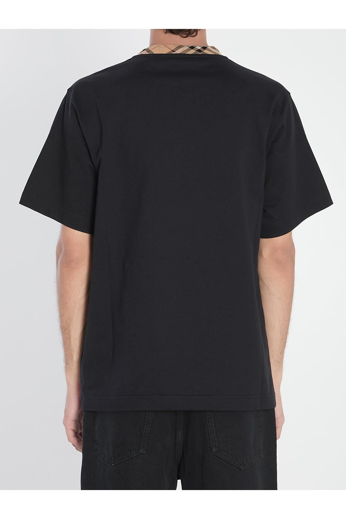 Burberry-OUTLET-SALE-Cotton T-Shirt with Check Collar-ARCHIVIST