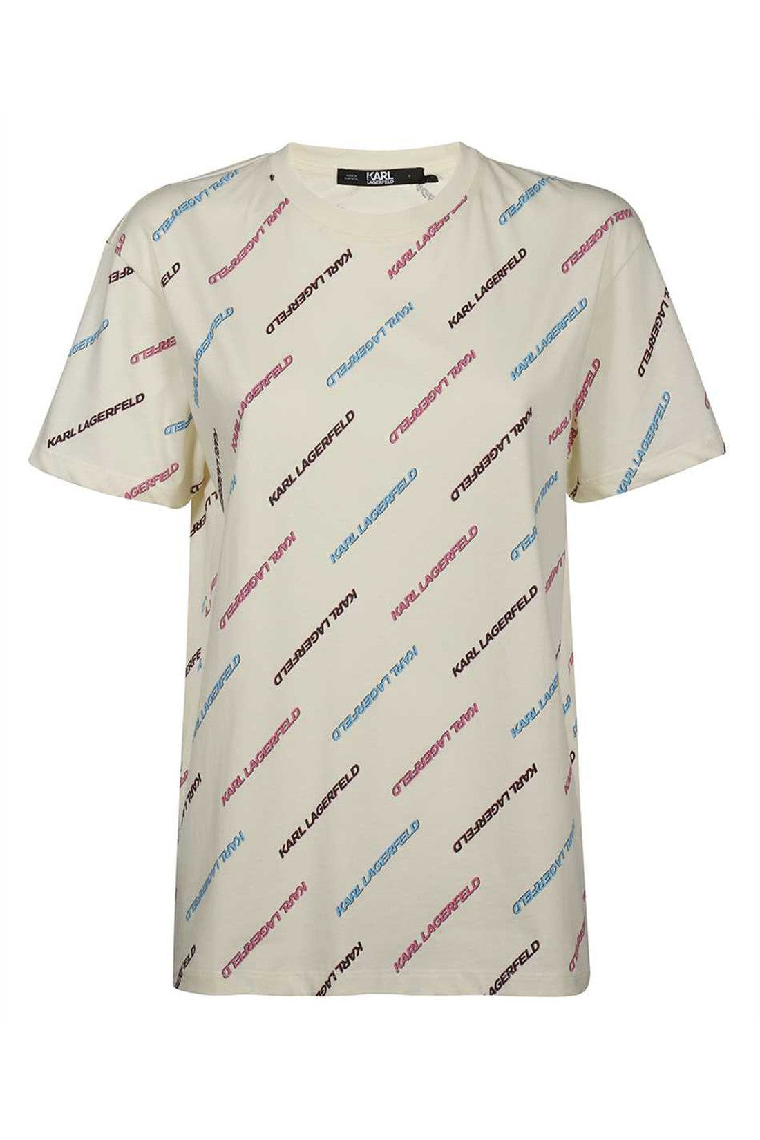 Karl Lagerfeld-OUTLET-SALE-Cotton T-shirt with all over logo-ARCHIVIST