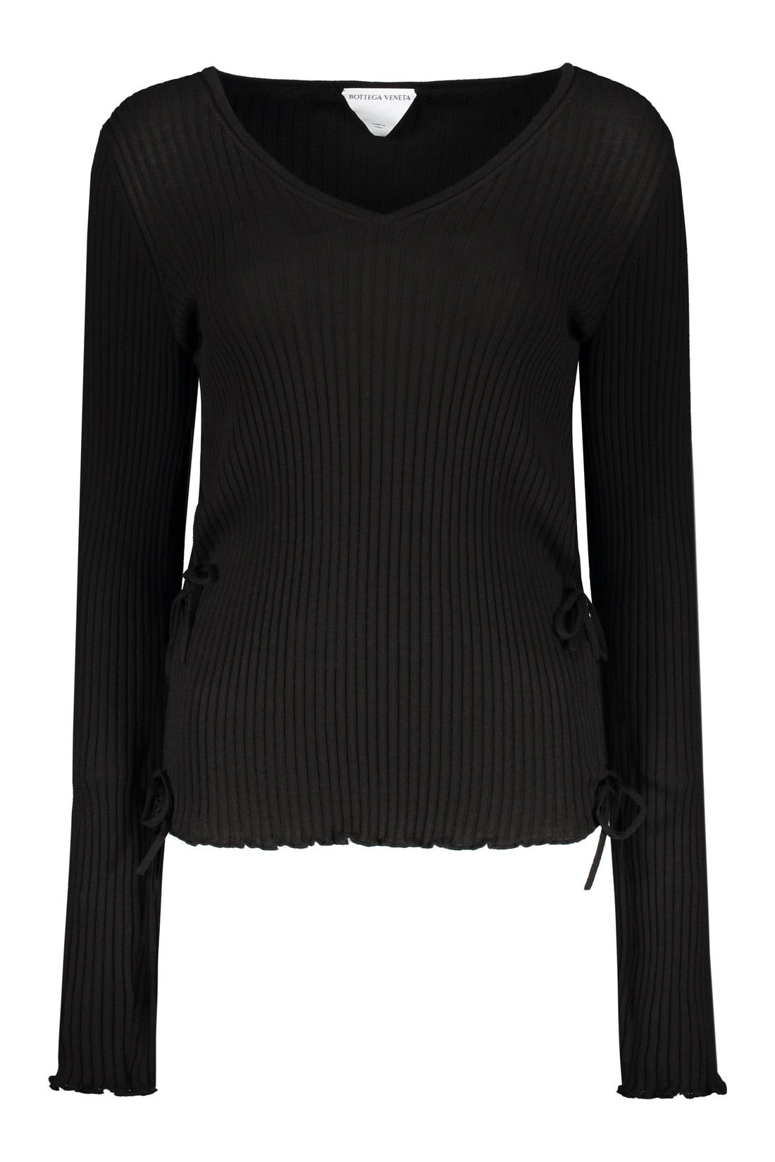 Bottega Veneta-OUTLET-SALE-Cotton V-neck sweater-ARCHIVIST