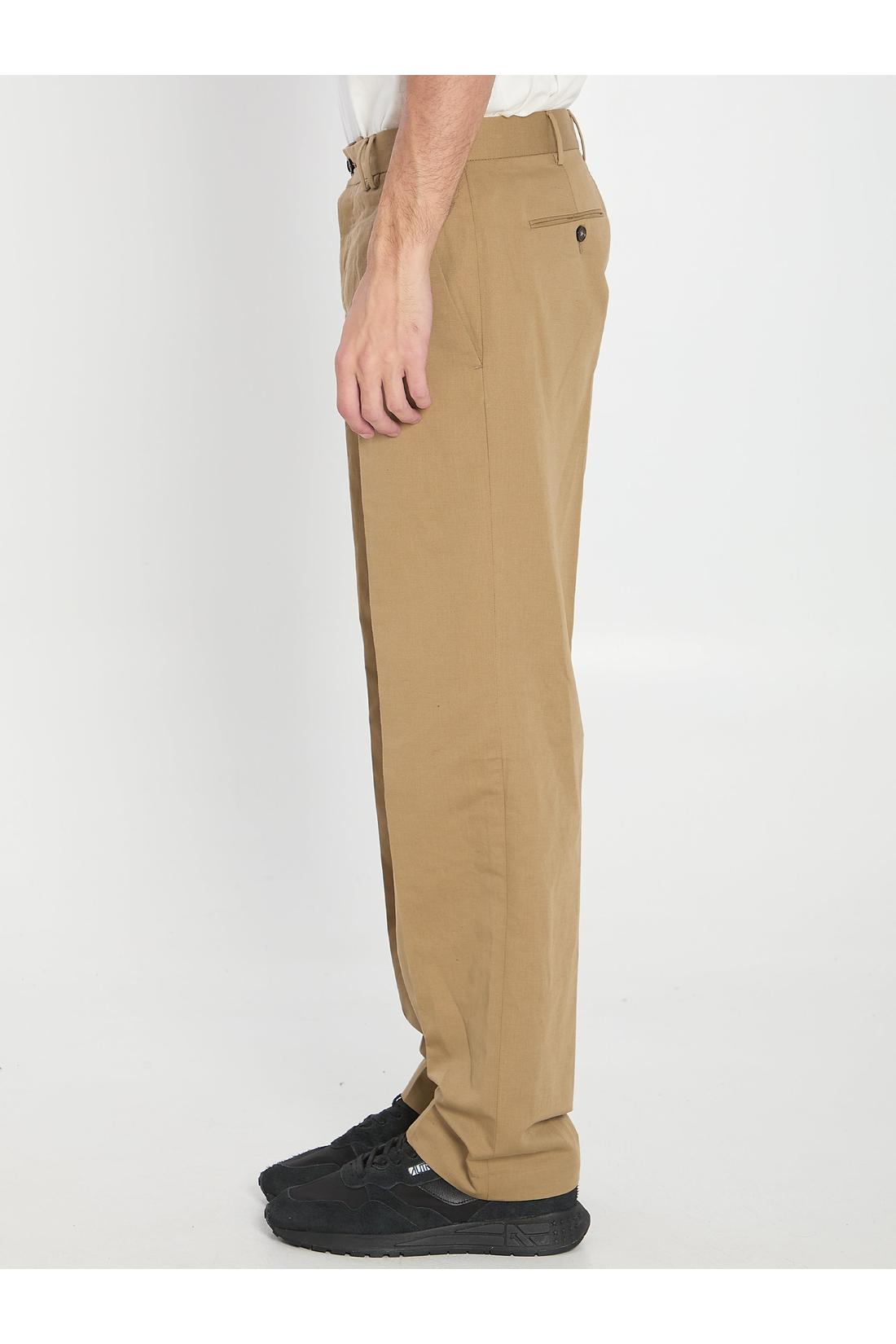 Pt Torino-OUTLET-SALE-Cotton and linen trousers-ARCHIVIST