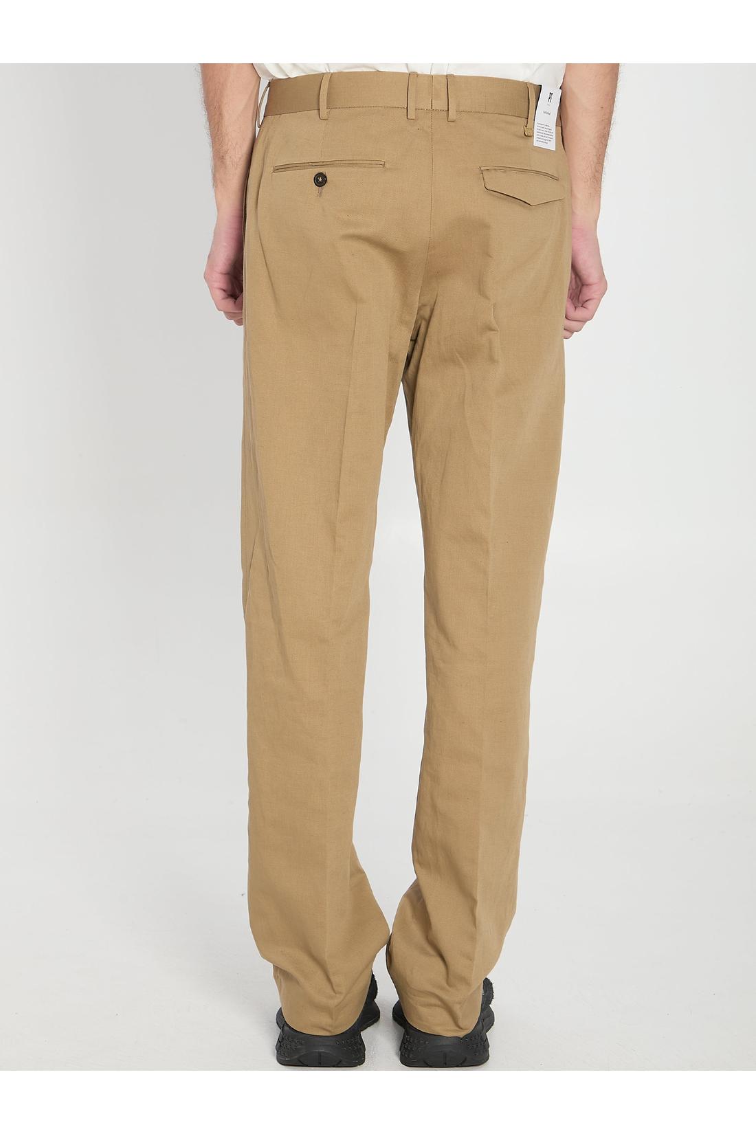 Pt Torino-OUTLET-SALE-Cotton and linen trousers-ARCHIVIST