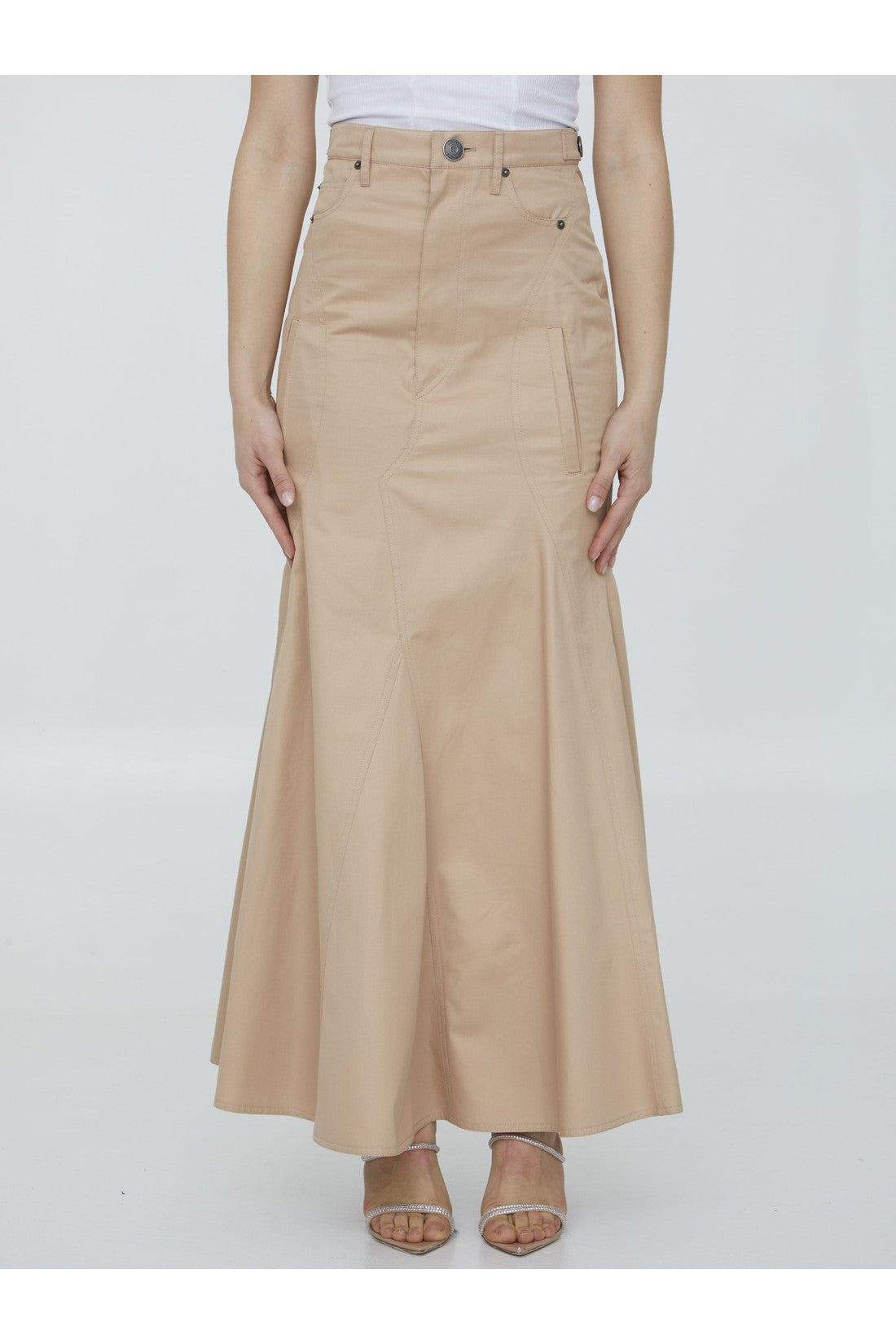 BURBERRY-OUTLET-SALE-Cotton gabardine long skirt-ARCHIVIST