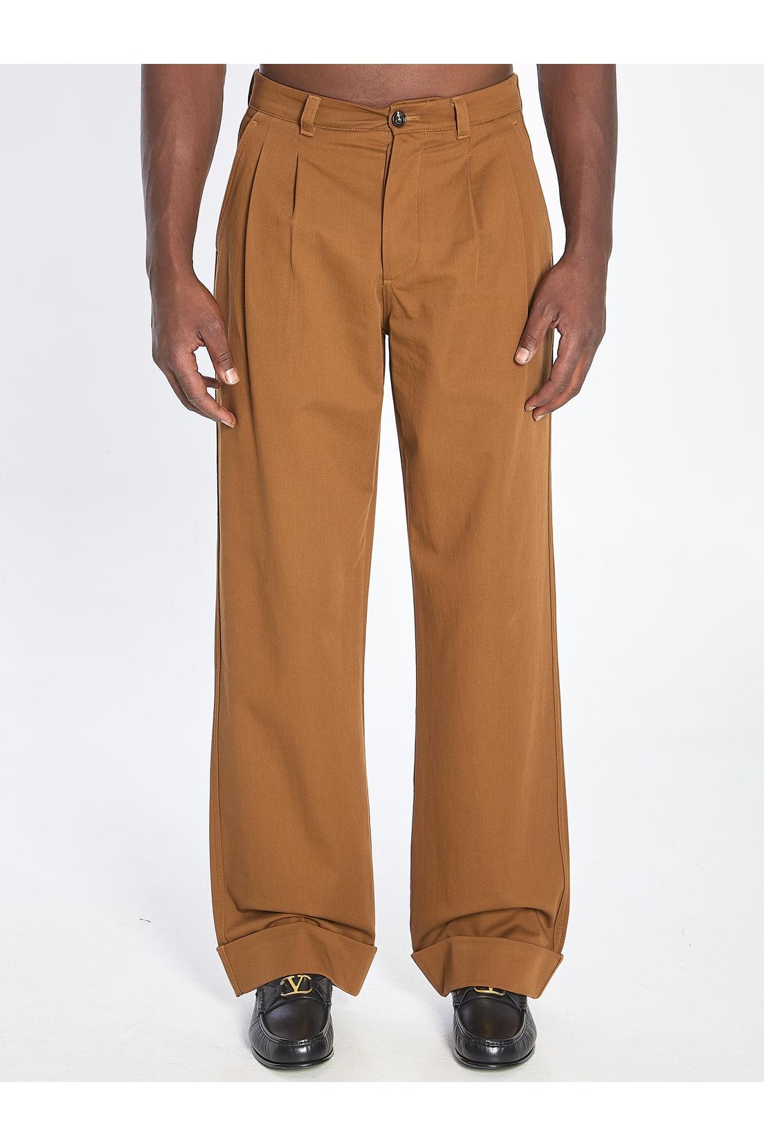 Valentino Garavani-OUTLET-SALE-Cotton gabardine trousers-ARCHIVIST