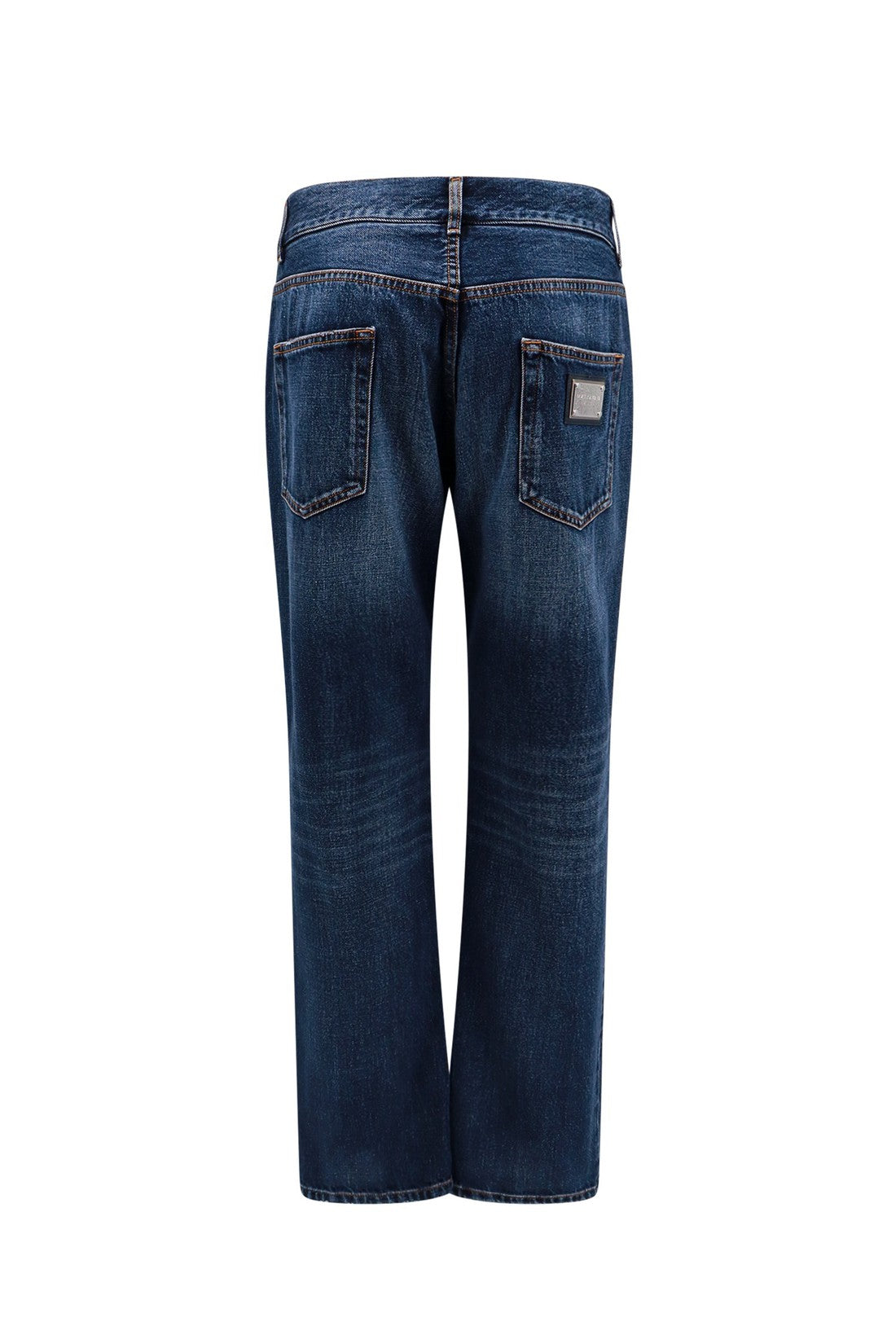 DOLCE & GABBANA-OUTLET-SALE-Cotton jeans with back logo patch-ARCHIVIST