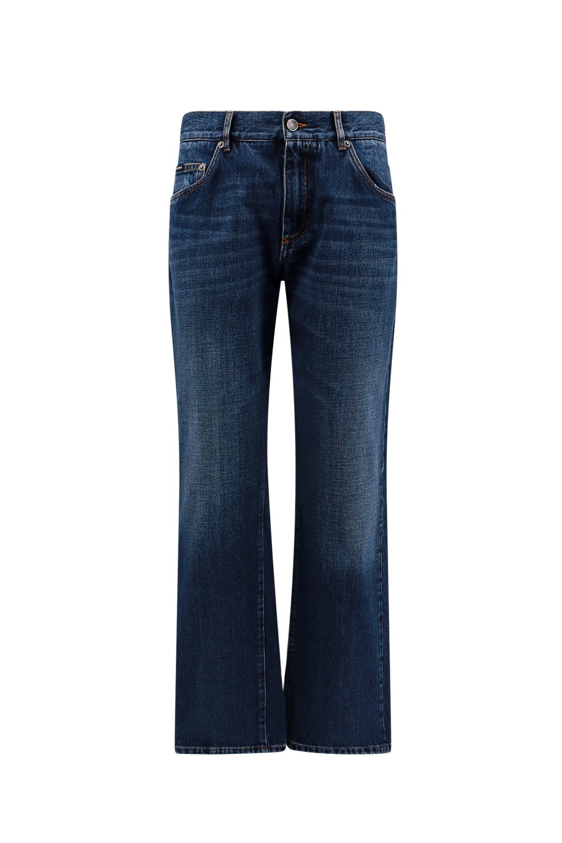 DOLCE & GABBANA-OUTLET-SALE-Cotton jeans with back logo patch-ARCHIVIST