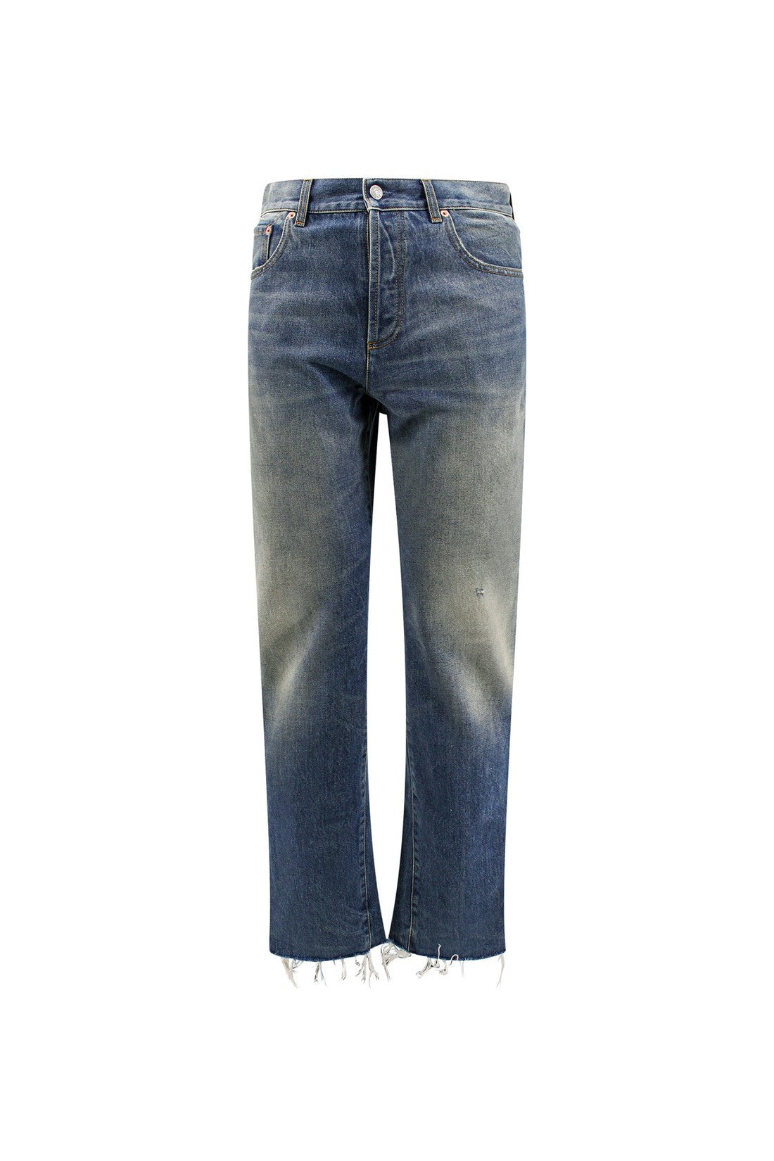 GUCCI-OUTLET-SALE-Cotton jeans with logoed label-ARCHIVIST