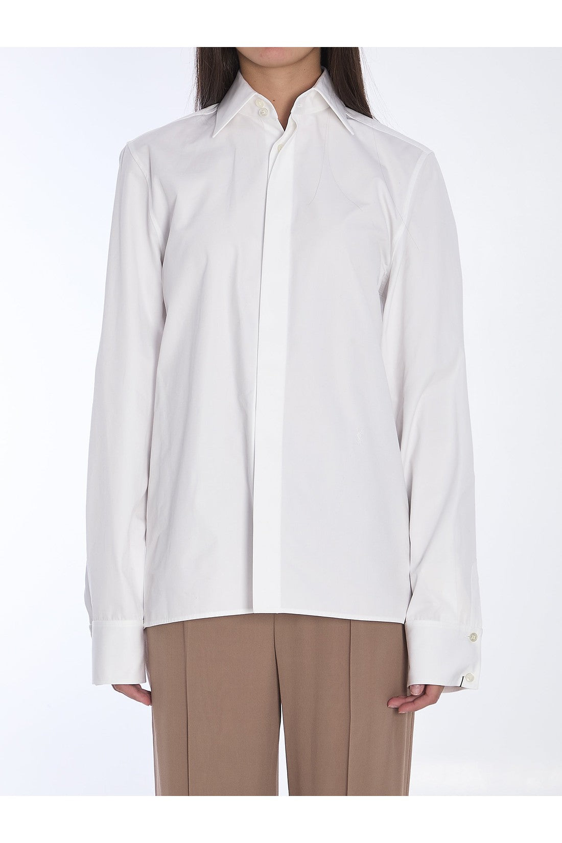 SAINT LAURENT-OUTLET-SALE-Cotton poplin shirt-ARCHIVIST