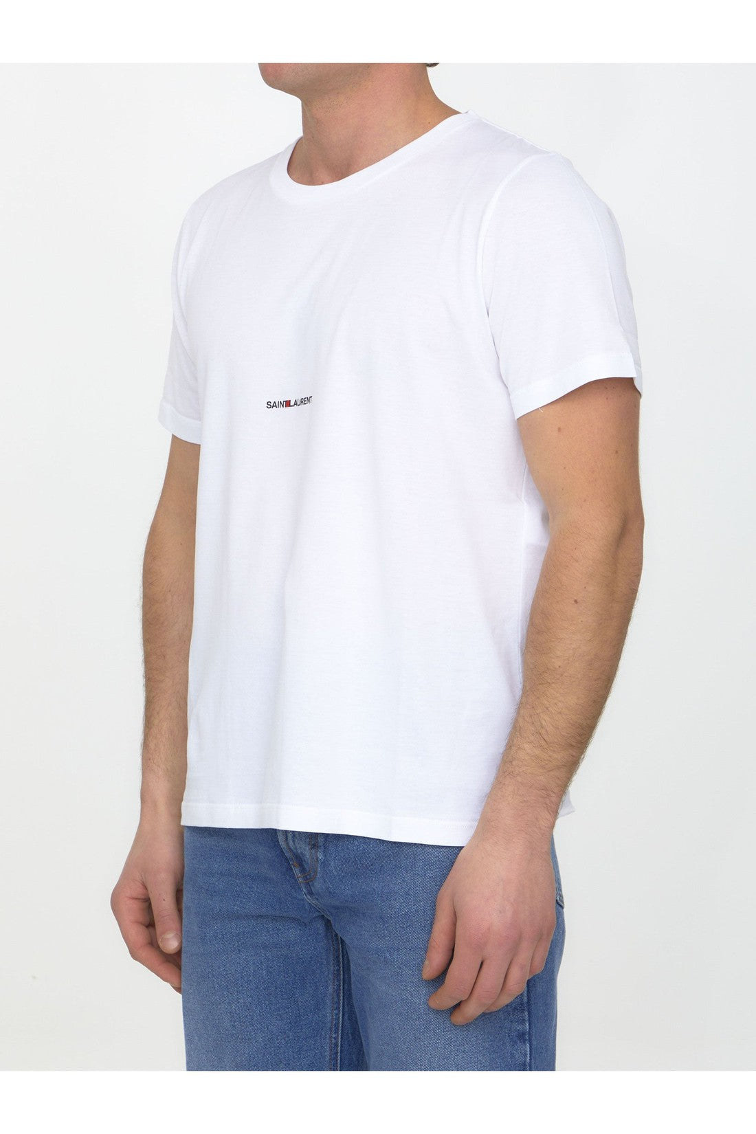 SAINT LAURENT-OUTLET-SALE-Cotton t-shirt with logo-ARCHIVIST