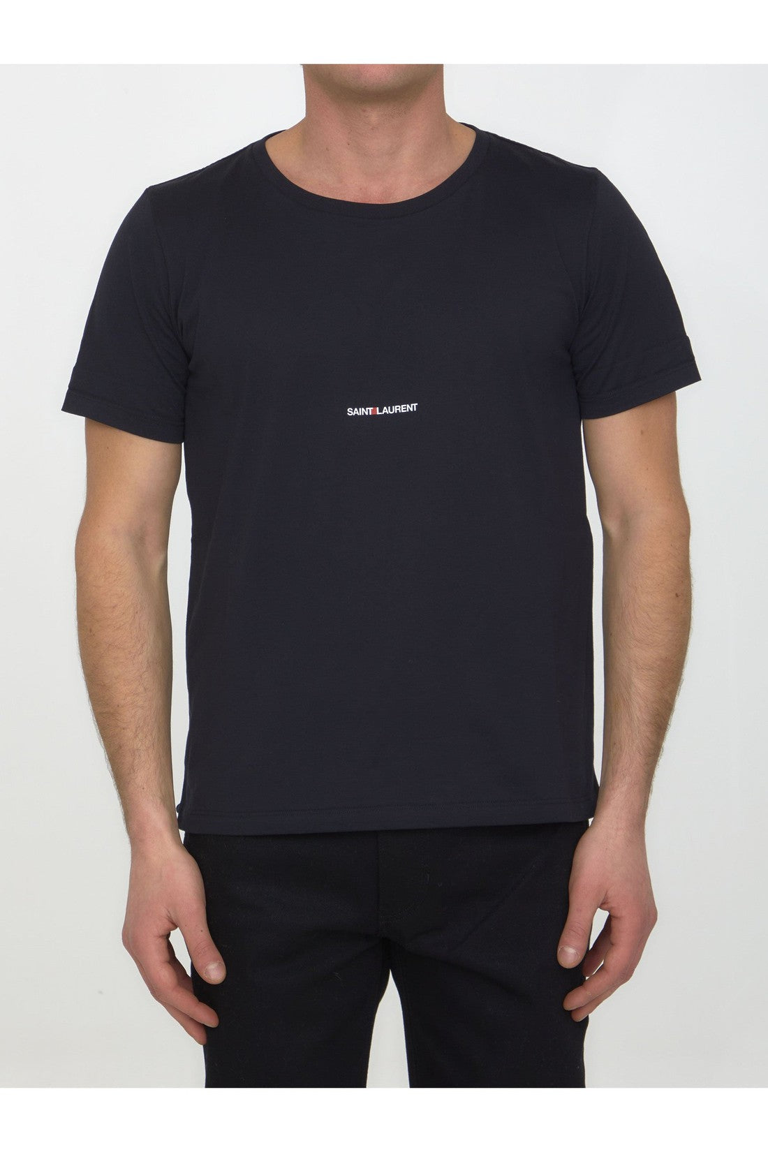 SAINT LAURENT-OUTLET-SALE-Cotton t-shirt with logo-ARCHIVIST