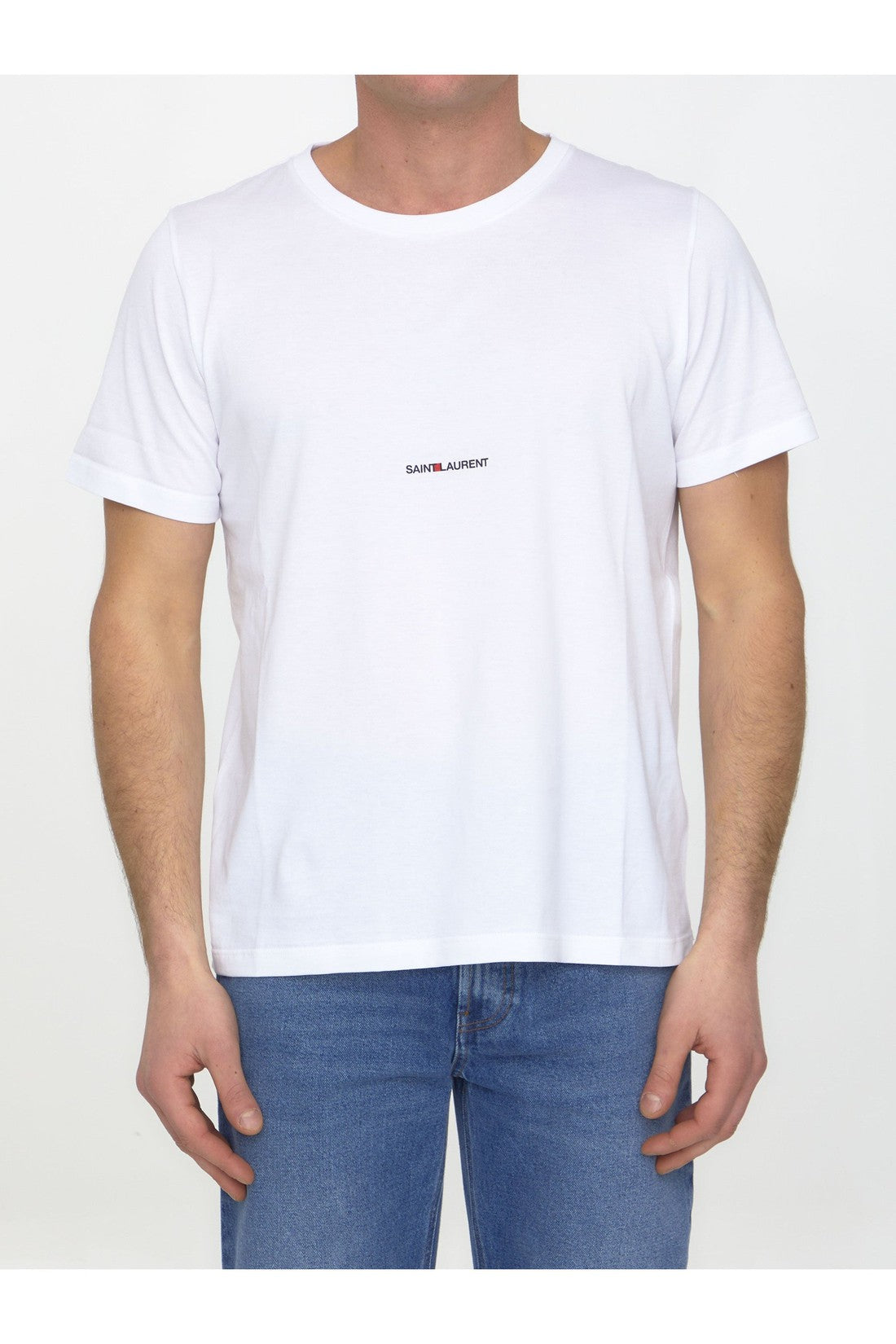 SAINT LAURENT-OUTLET-SALE-Cotton t-shirt with logo-ARCHIVIST