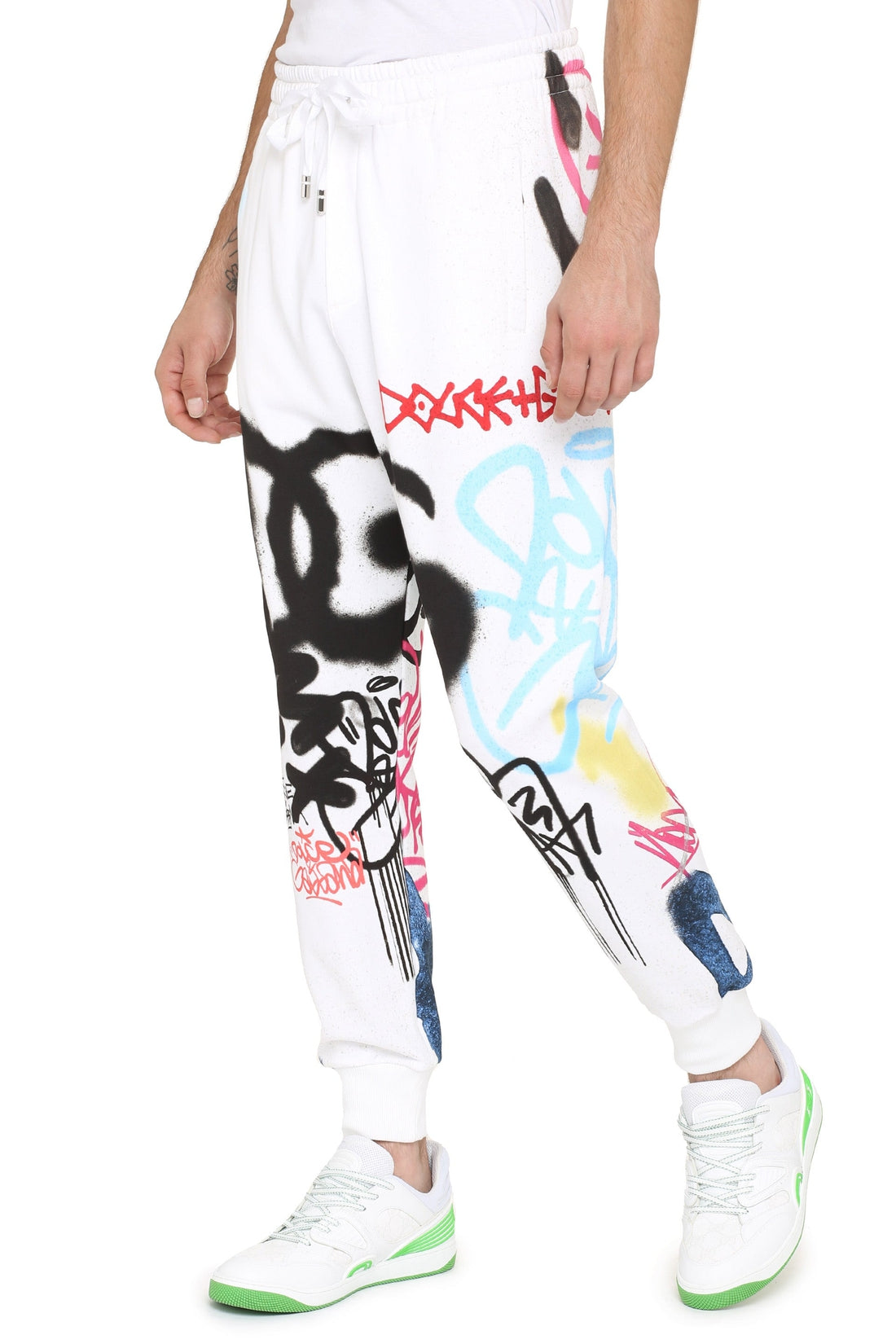 Dolce & Gabbana-OUTLET-SALE-Cotton track-pants with Graffiti Spray print-ARCHIVIST