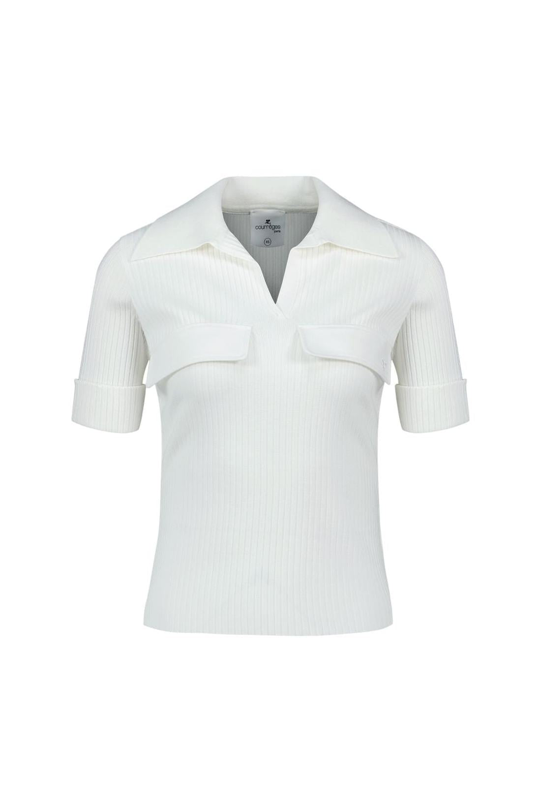Polo Ribbed - Courreges - Viskose - Weiß-Shirts-Courreges-XS-white-ARCHIVIST