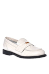 Cream patent loafers