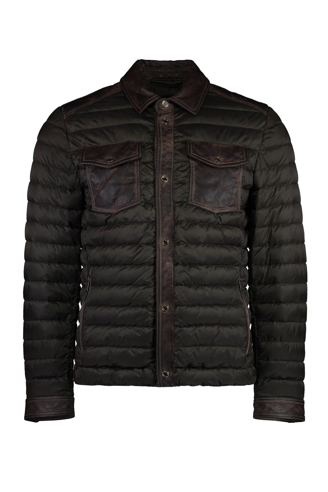 Moorer-OUTLET-SALE-Crespi leather inserts down jacket-ARCHIVIST