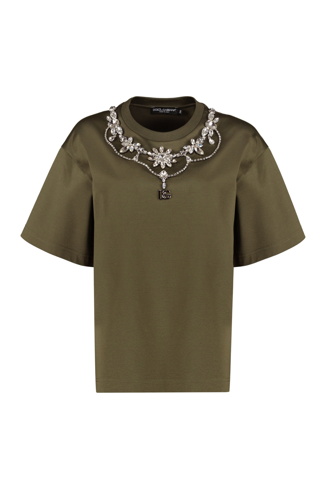 Dolce & Gabbana-OUTLET-SALE-Crewneck t-shirt with decoration-ARCHIVIST
