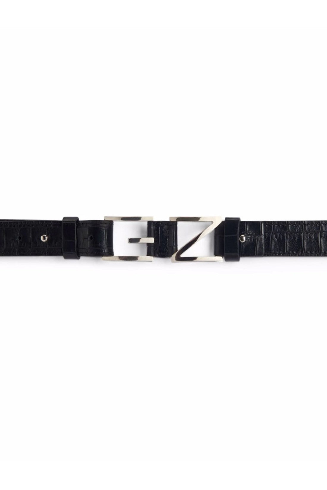 Giuseppe Zanotti-OUTLET-SALE-Croc-Effect GZ Block Logo Belt-ARCHIVIST