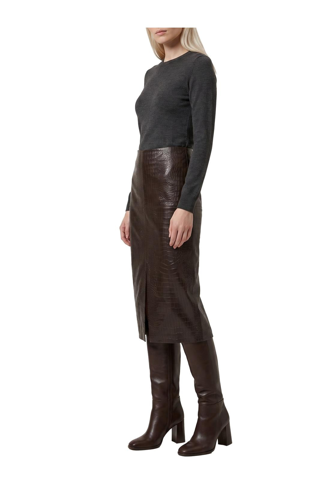Federica Tosi-OUTLET-SALE-Crocodile print midi skirt-ARCHIVIST
