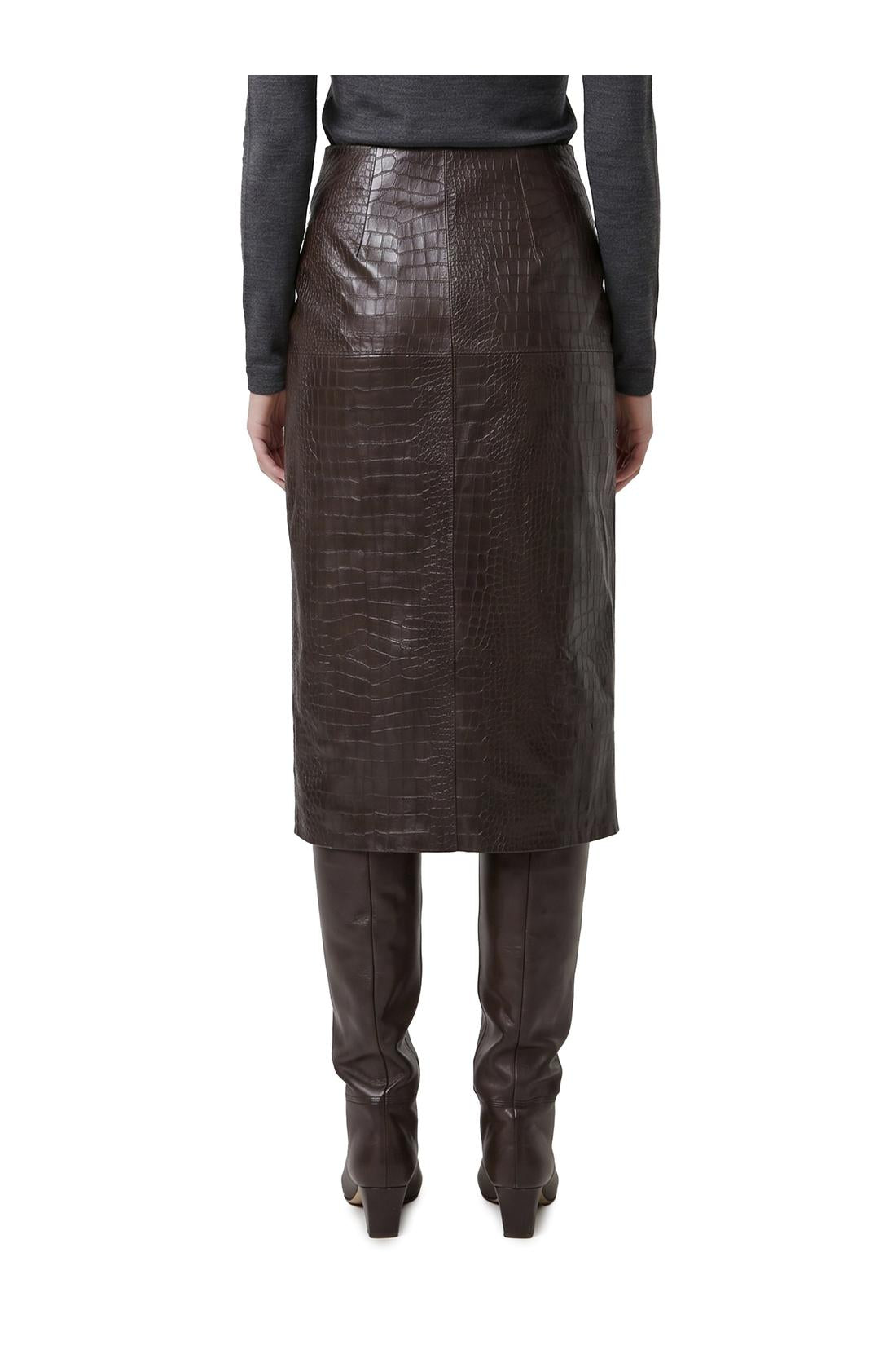 Federica Tosi-OUTLET-SALE-Crocodile print midi skirt-ARCHIVIST