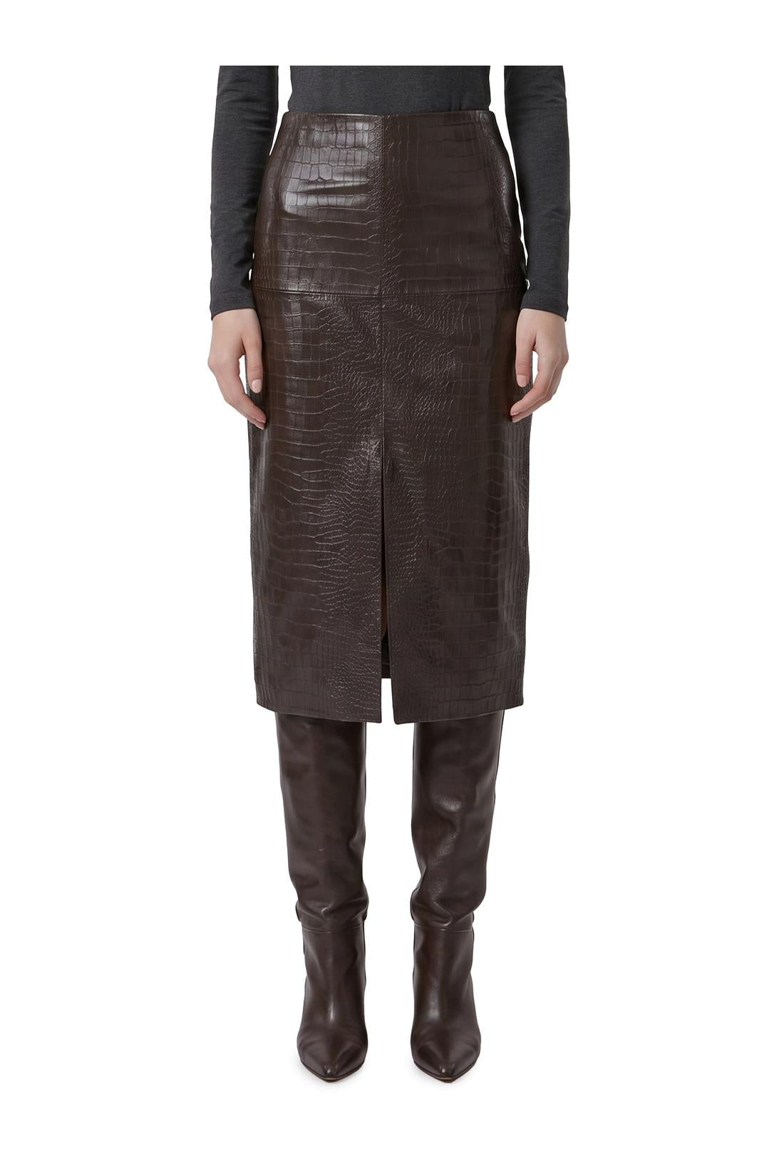 Federica Tosi-OUTLET-SALE-Crocodile print midi skirt-ARCHIVIST