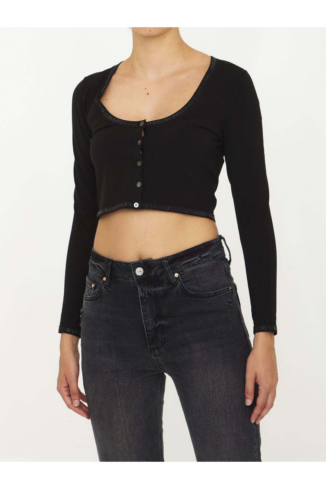 Alexander Wang-OUTLET-SALE-Crop cardigan with crystals-ARCHIVIST