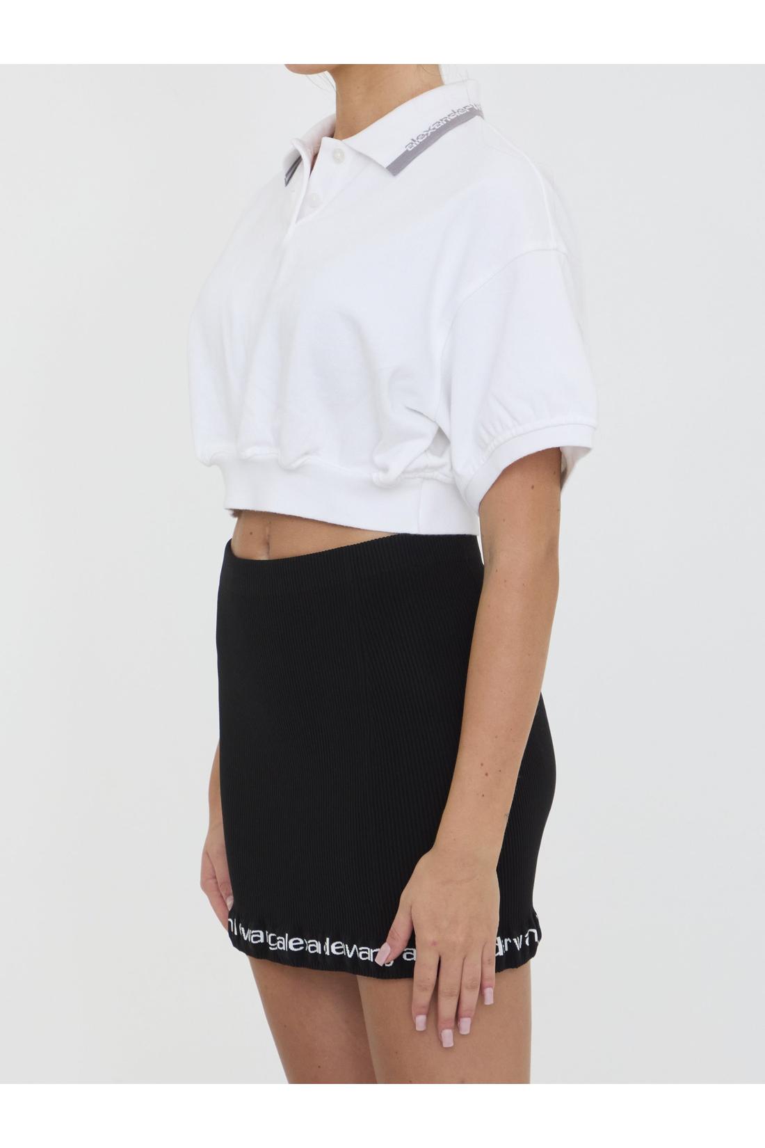 Alexander Wang-OUTLET-SALE-Cropped cotton polo shirt-ARCHIVIST