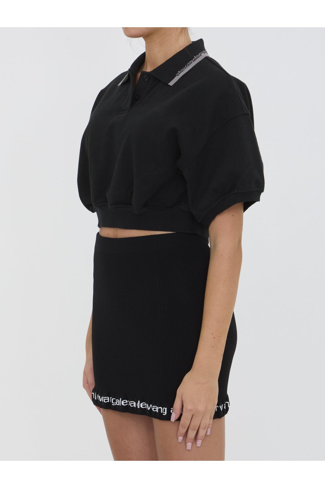 Alexander Wang-OUTLET-SALE-Cropped cotton polo shirt-ARCHIVIST