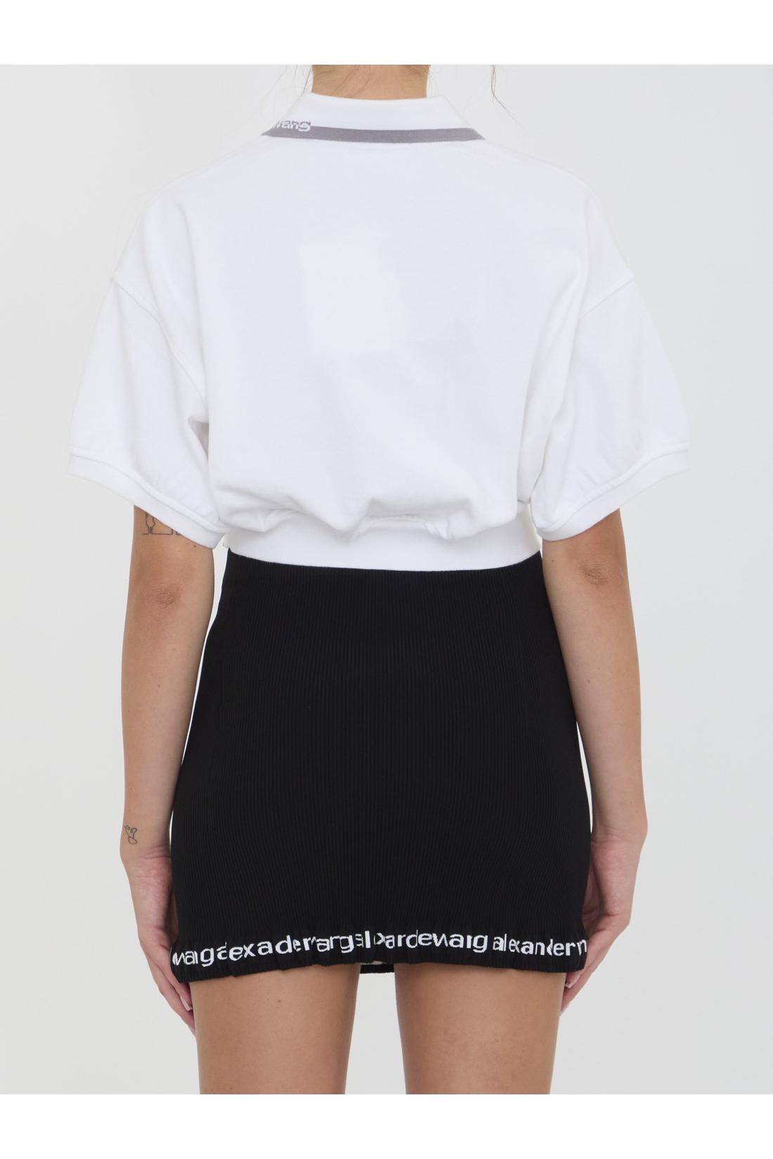 Alexander Wang-OUTLET-SALE-Cropped cotton polo shirt-ARCHIVIST