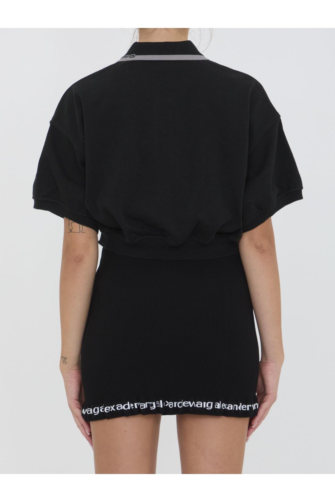 Alexander Wang-OUTLET-SALE-Cropped cotton polo shirt-ARCHIVIST
