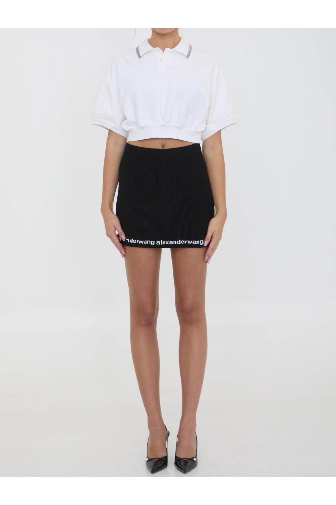 Alexander Wang-OUTLET-SALE-Cropped cotton polo shirt-ARCHIVIST