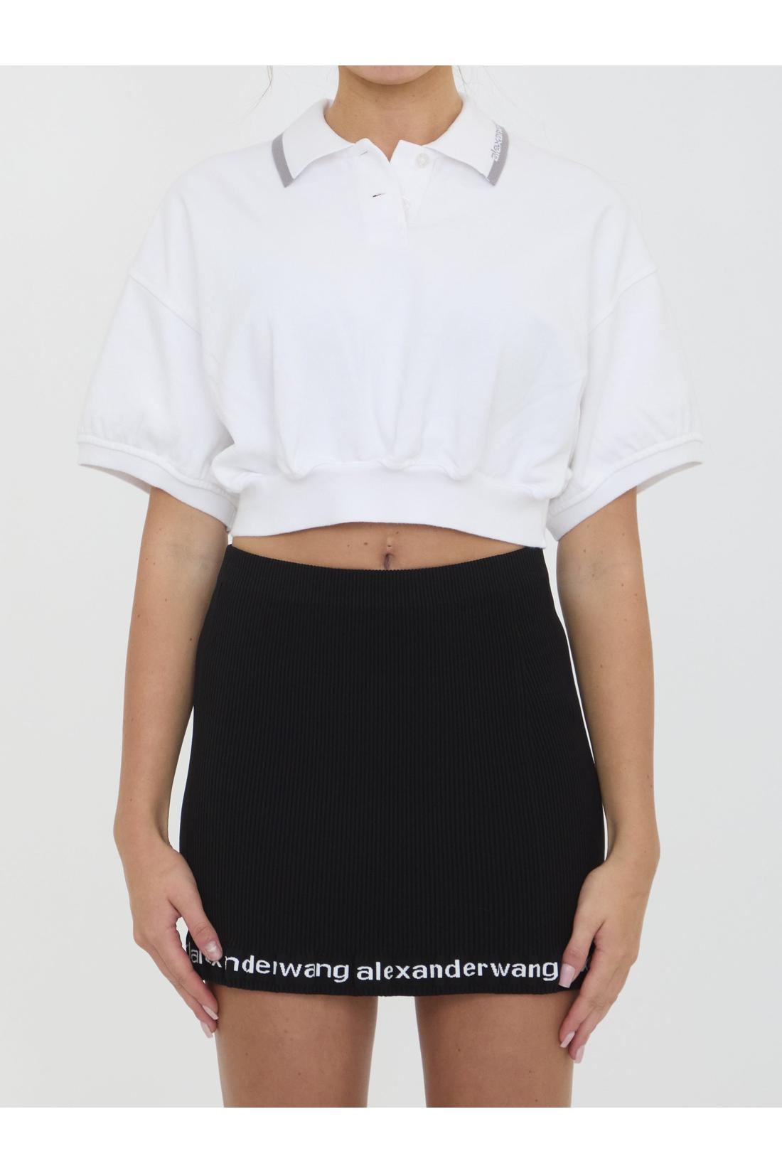 Alexander Wang-OUTLET-SALE-Cropped cotton polo shirt-ARCHIVIST