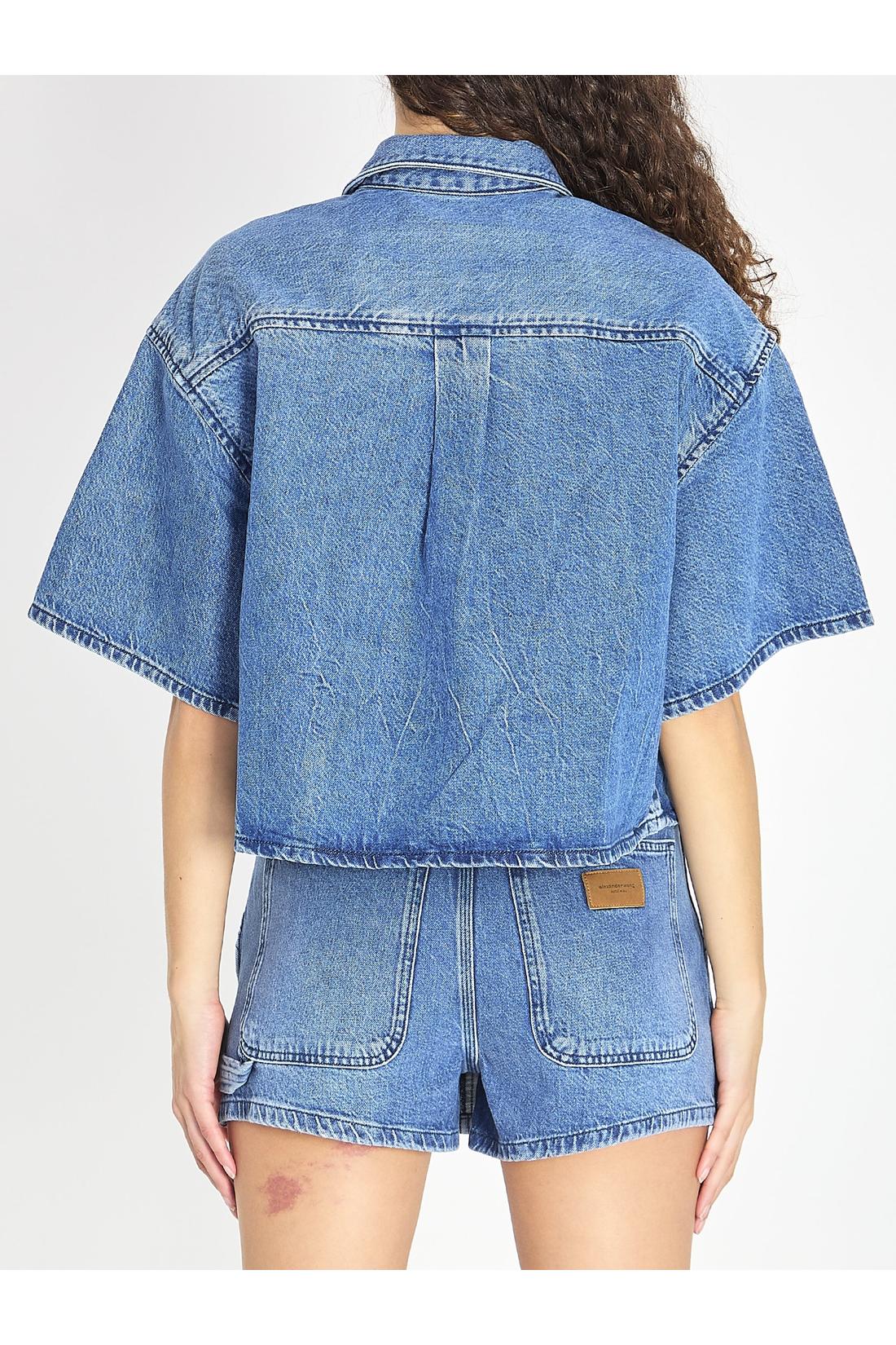 Alexander Wang-OUTLET-SALE-Cropped denim shirt-ARCHIVIST