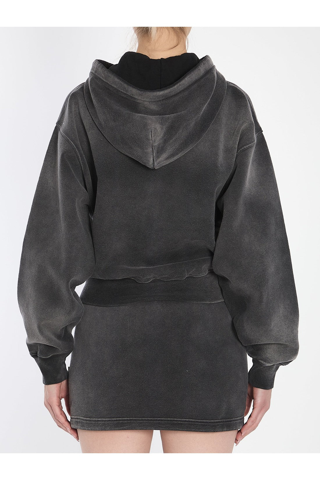 Alexander Wang-OUTLET-SALE-Cropped hoodie with crystals-ARCHIVIST