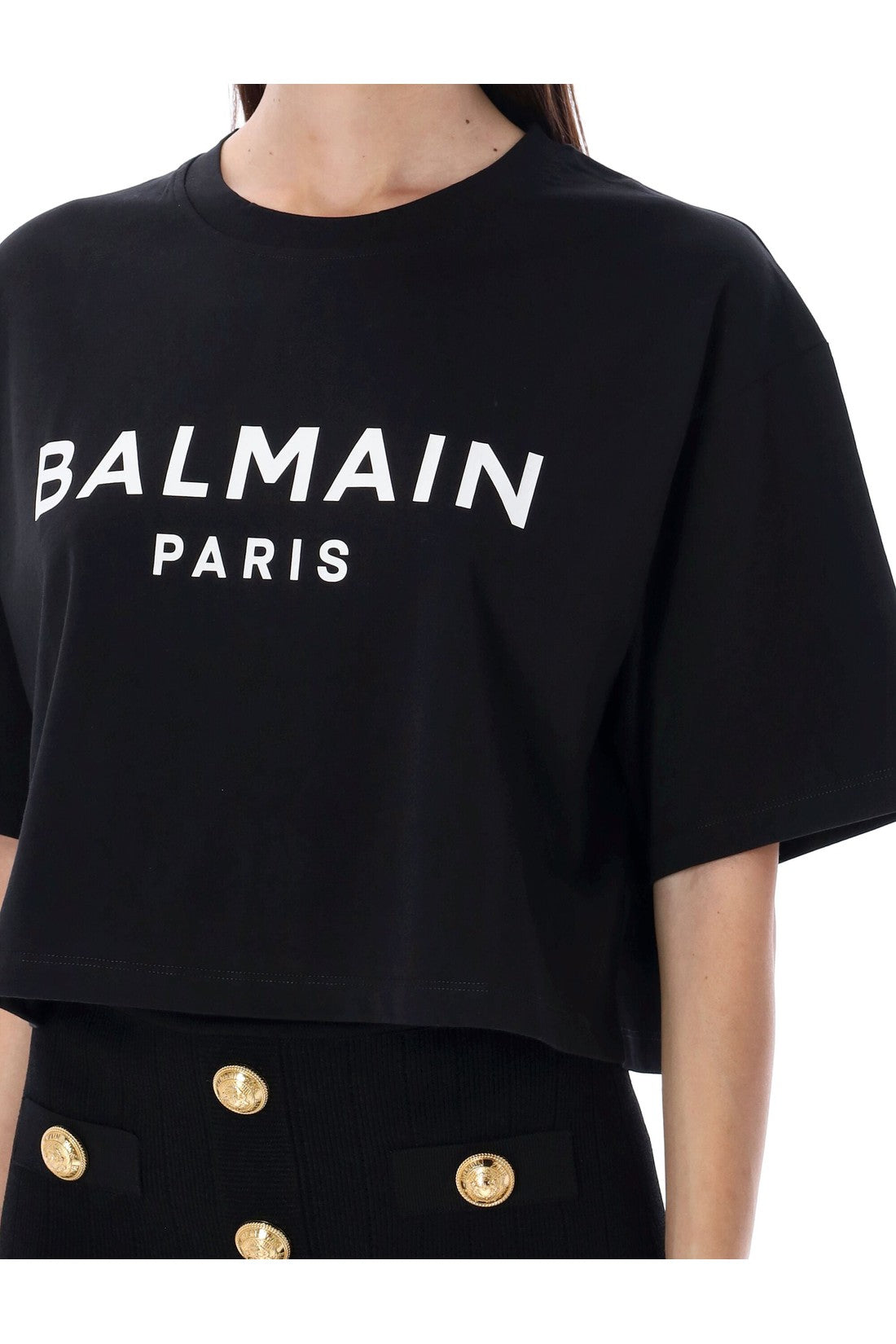 BALMAIN-OUTLET-SALE-Cropped logo t-shirt-ARCHIVIST