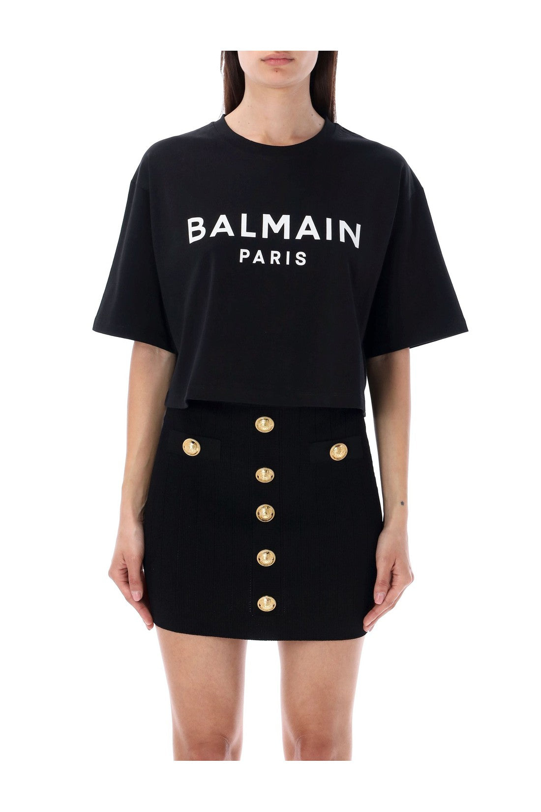 BALMAIN-OUTLET-SALE-Cropped logo t-shirt-ARCHIVIST