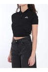 Alexander Wang-OUTLET-SALE-Cropped polo shirt with 3D logo-ARCHIVIST