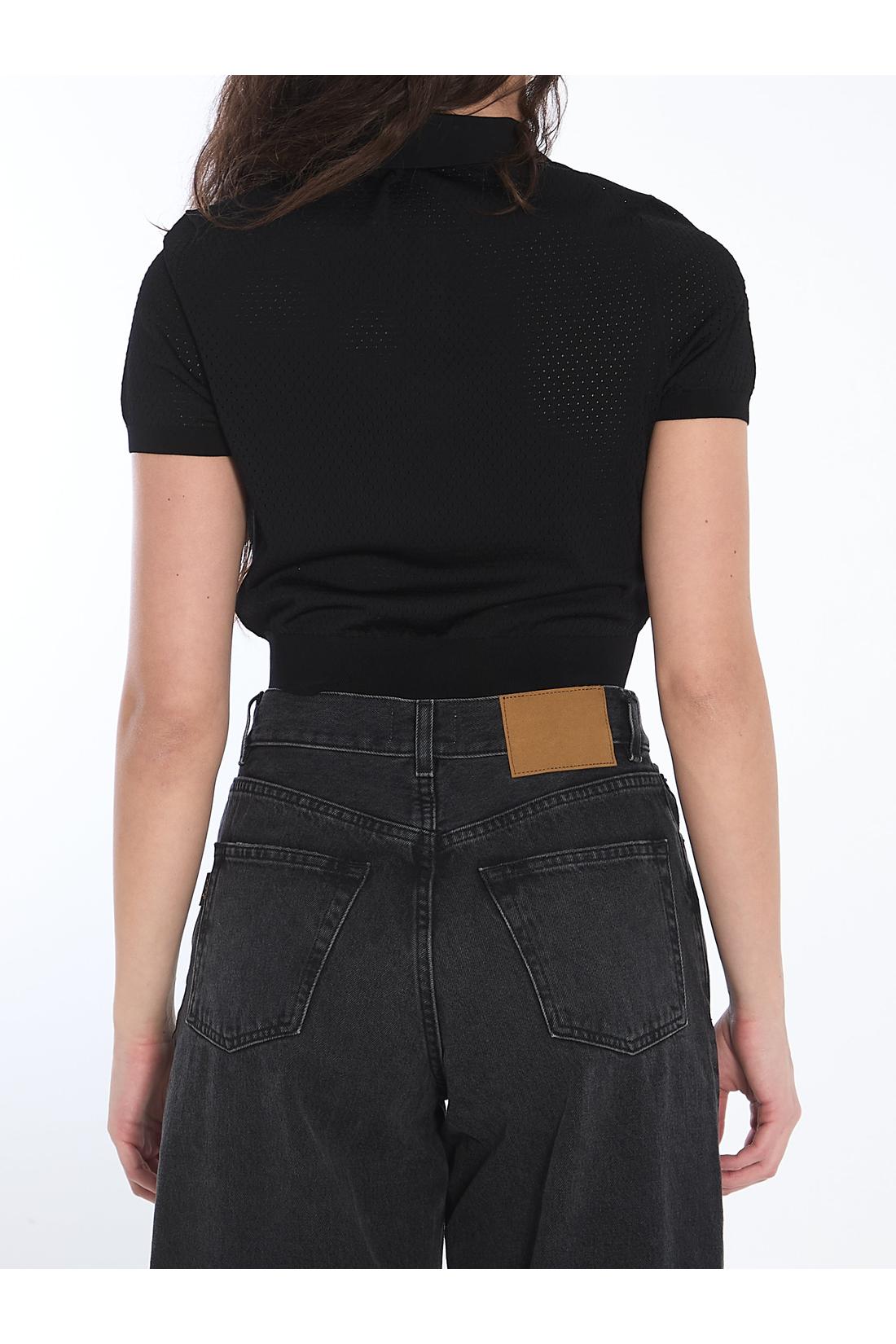 Alexander Wang-OUTLET-SALE-Cropped polo shirt with 3D logo-ARCHIVIST