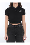 Alexander Wang-OUTLET-SALE-Cropped polo shirt with 3D logo-ARCHIVIST