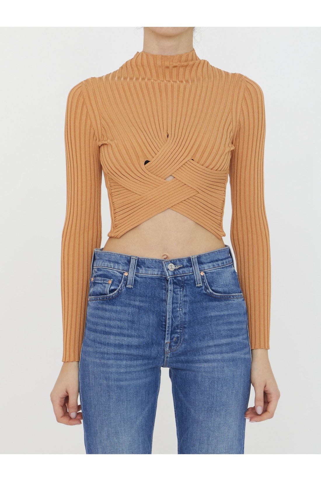 STELLA MCCARTNEY-OUTLET-SALE-Cropped ribbed jumper-ARCHIVIST