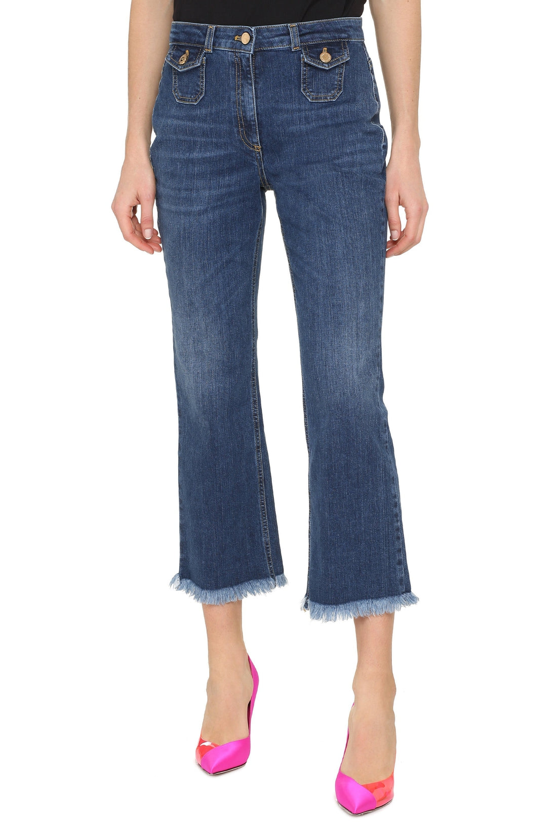 Elisabetta Franchi-OUTLET-SALE-Cropped slim fit jeans-ARCHIVIST