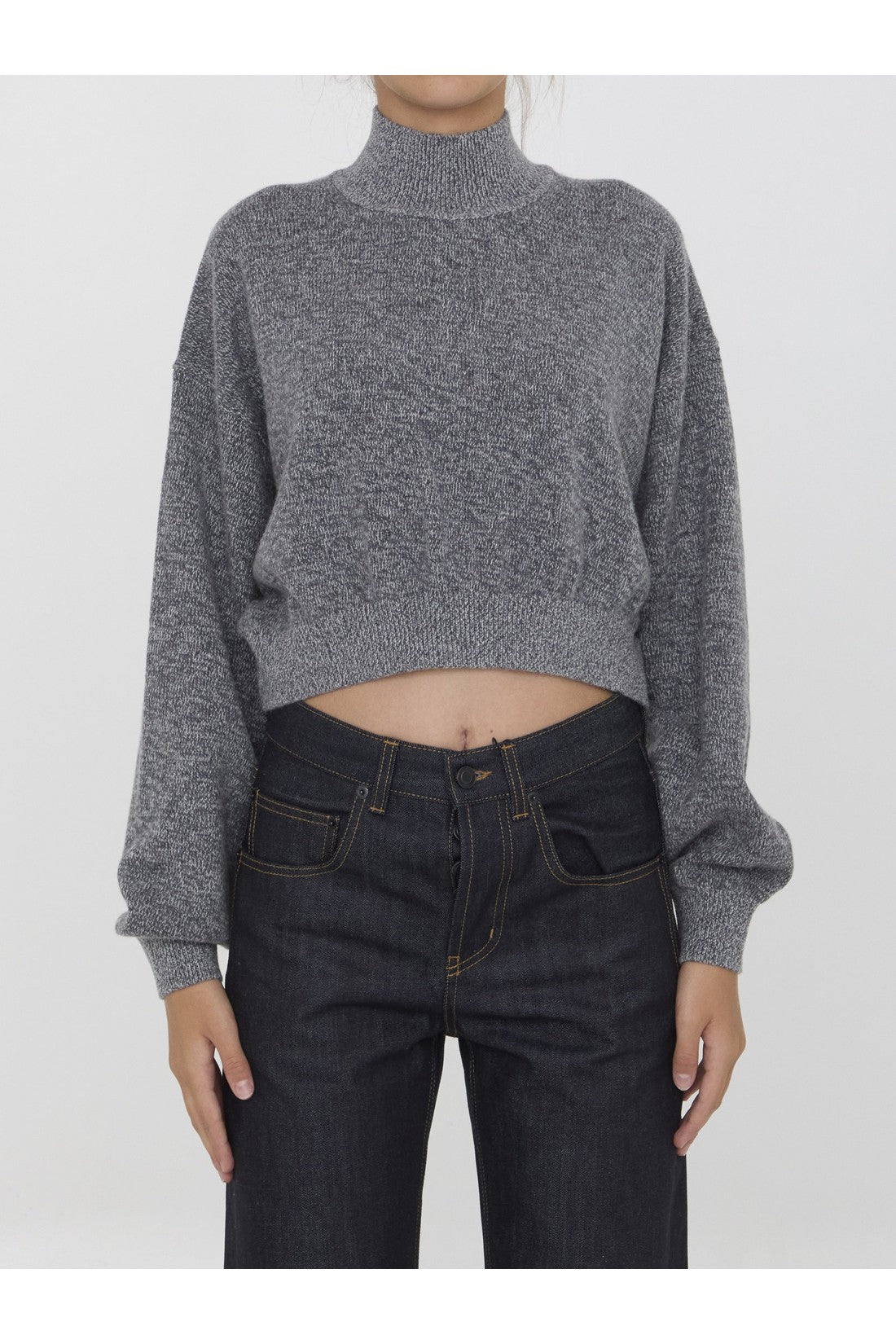 Alexander Wang-OUTLET-SALE-Cropped sweater with embossed logo-ARCHIVIST