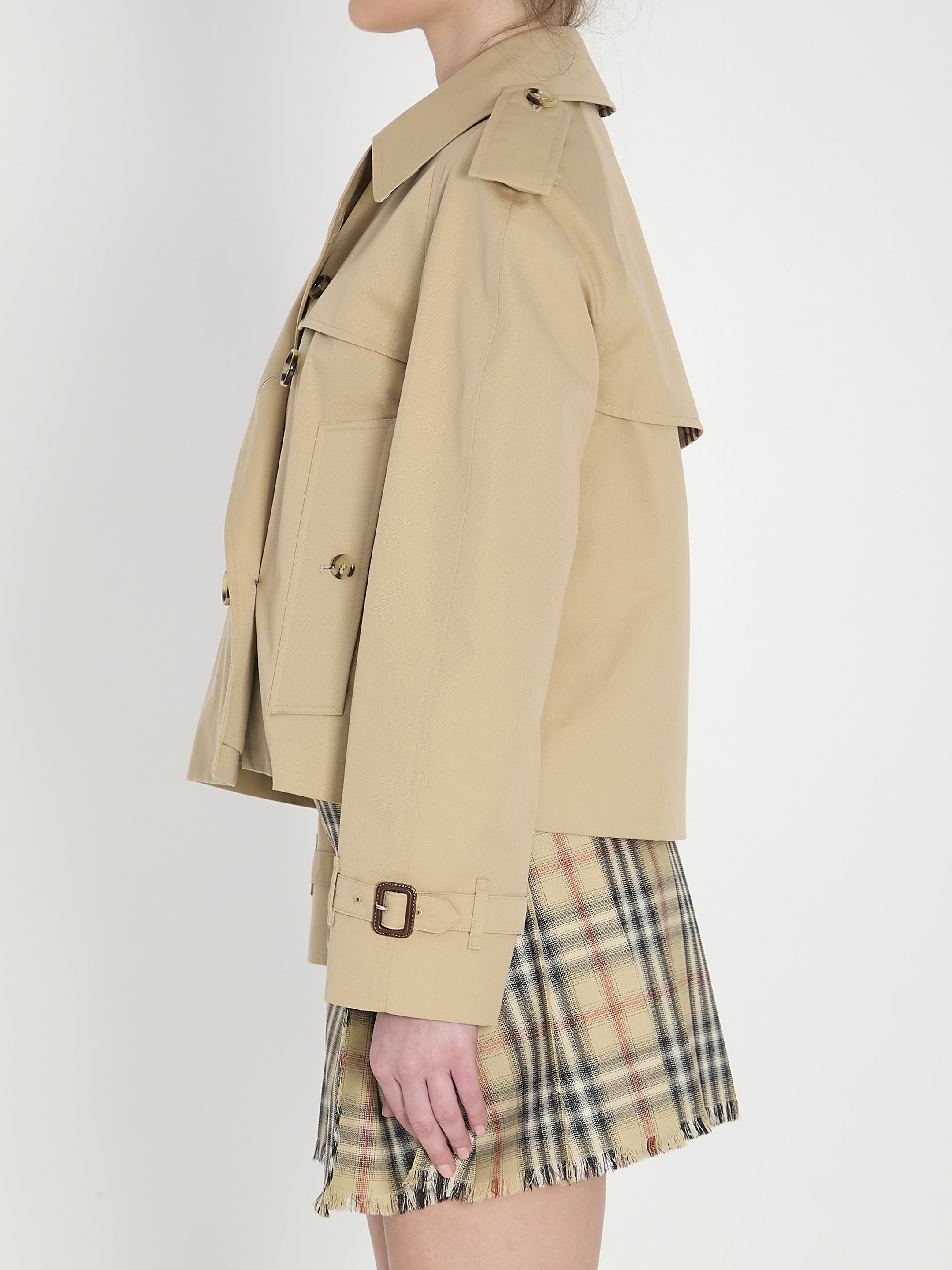 Burberry-OUTLET-SALE-Cropped trench jacket in gabardine-ARCHIVIST