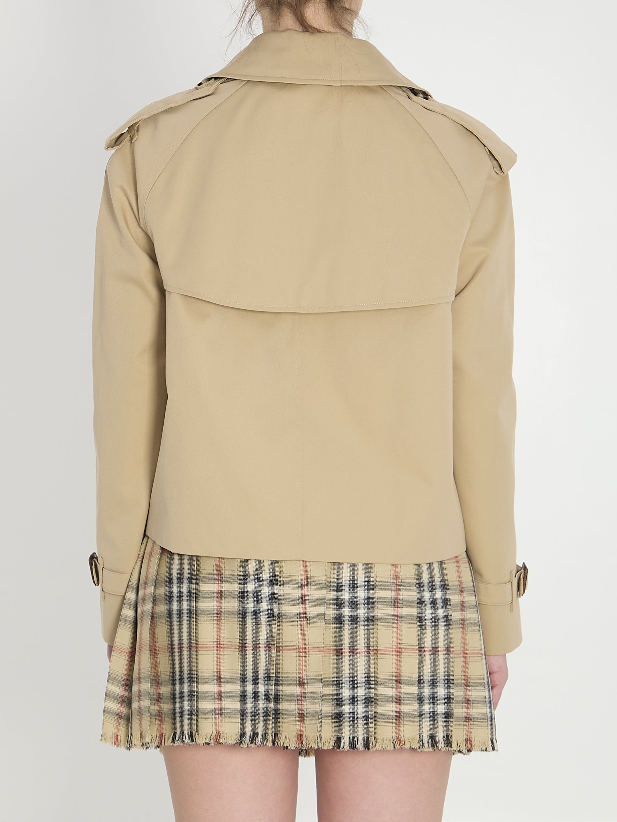Burberry-OUTLET-SALE-Cropped trench jacket in gabardine-ARCHIVIST