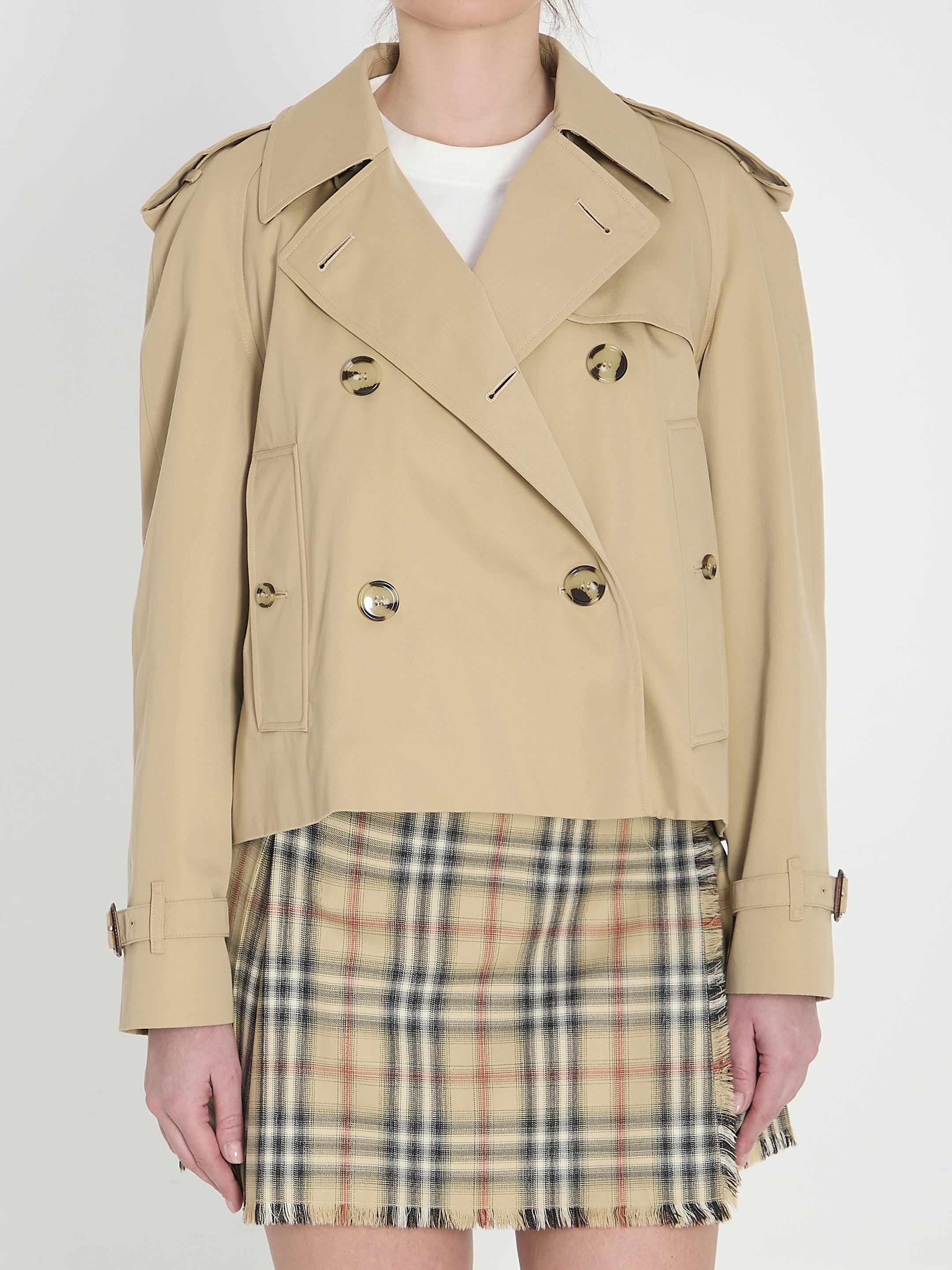 Burberry-OUTLET-SALE-Cropped trench jacket in gabardine-ARCHIVIST