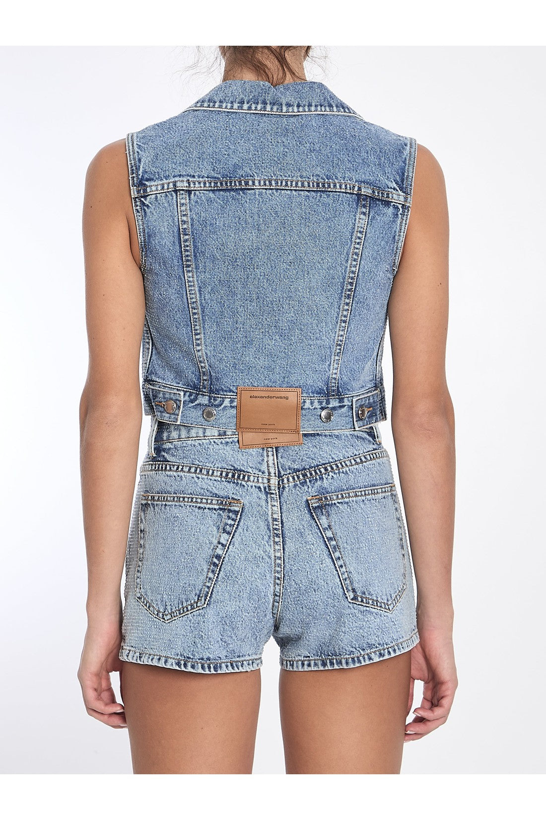 Alexander Wang-OUTLET-SALE-Cropped vest with bows and crystals-ARCHIVIST