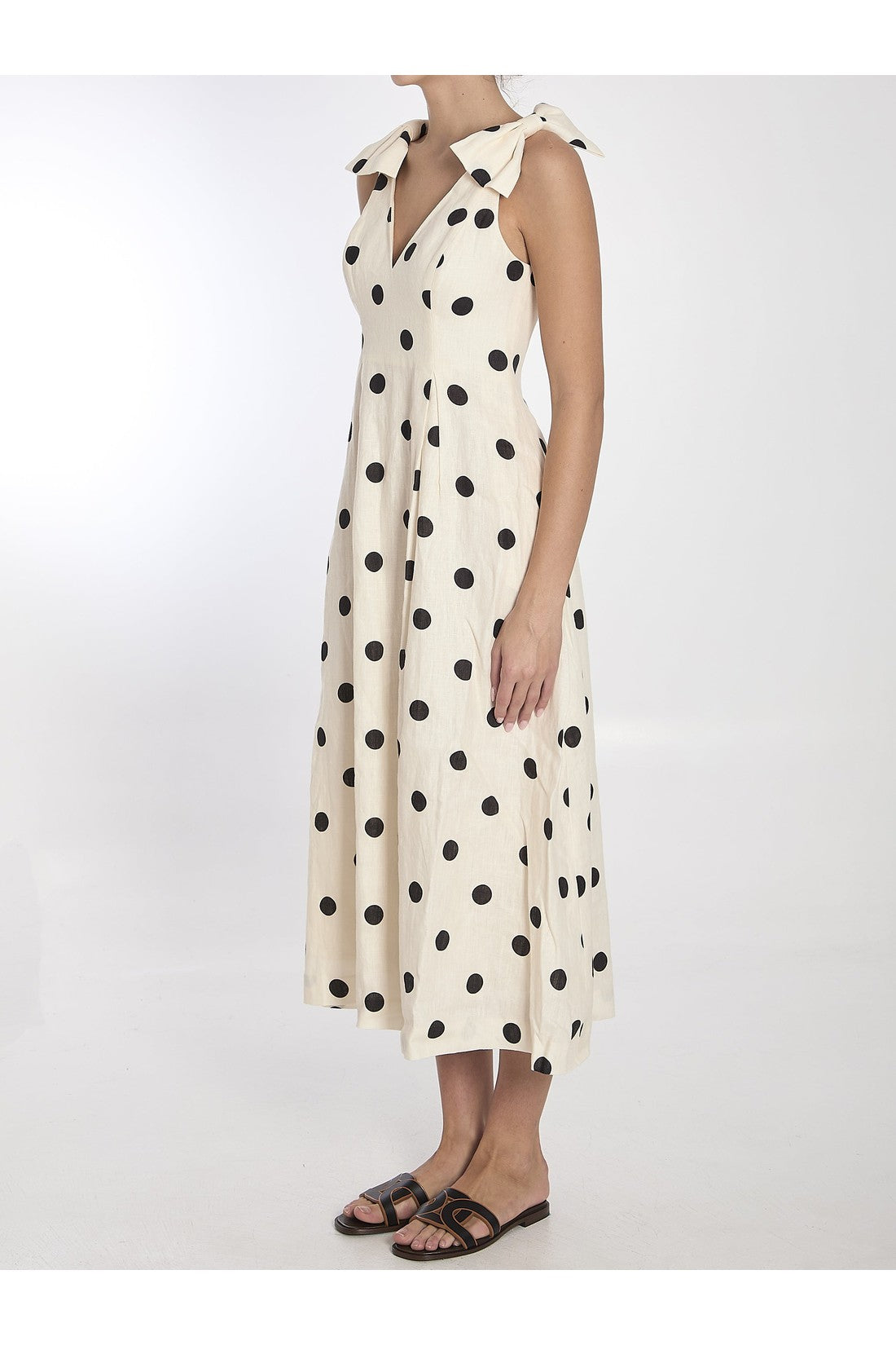 ZIMMERMANN-OUTLET-SALE-Crush V Neck midi dress-ARCHIVIST