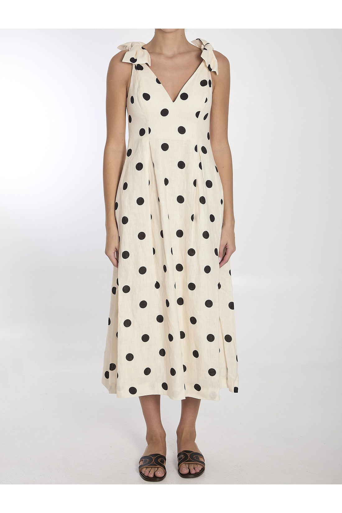 ZIMMERMANN-OUTLET-SALE-Crush V Neck midi dress-ARCHIVIST